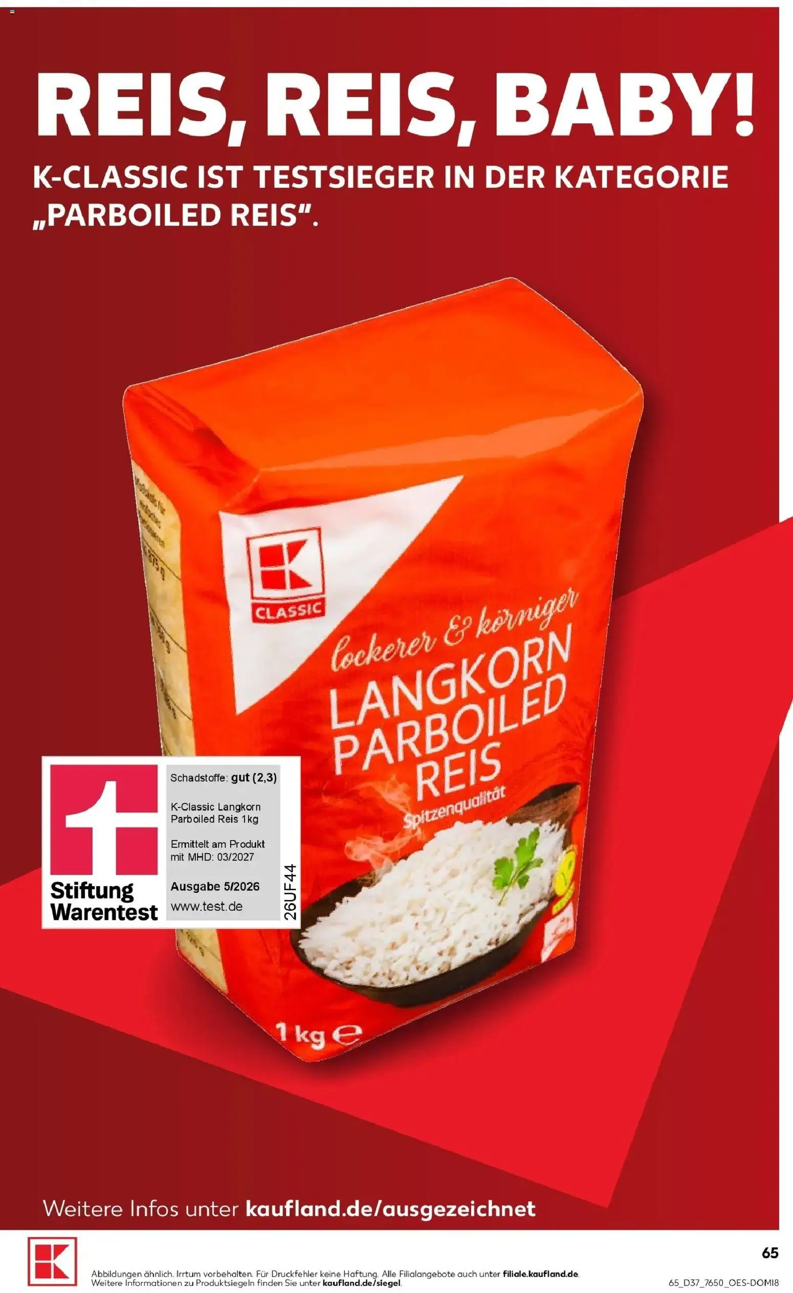 Prospekt Kaufland ab 07.09.2026 » Angebote Online zum Blättern | Seite: 74 | Produkte: Reis