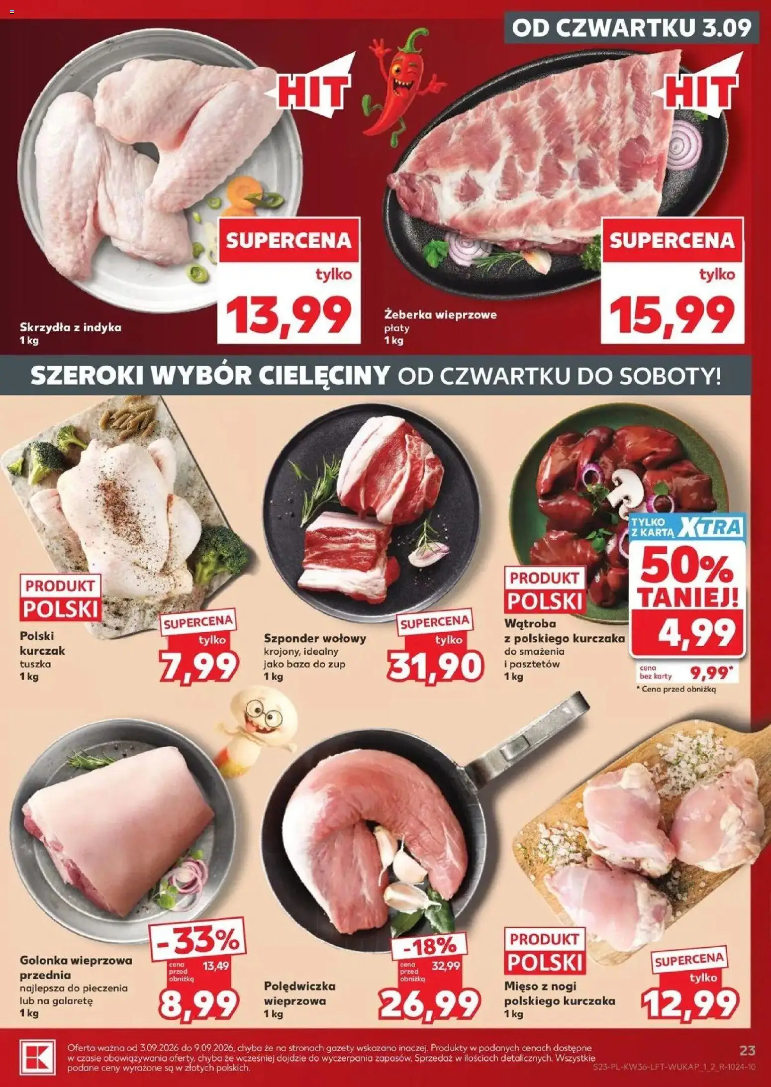 Kaufland gazetka od 03.09.2026 - od jutra PDF | Strona: 23 | Produkty: Żeberka, Żeberka wieprzowe, Mięso, Gazety