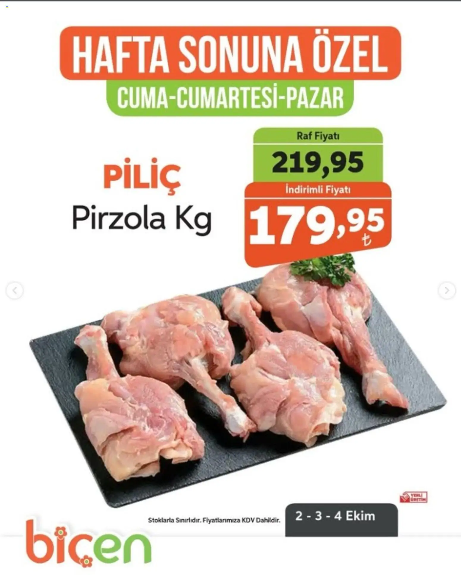 Biçen Market - Hafta Sonuna Özel - 02 Ekim 2026 tarihinden itibaren geçerlidir | Sayfa: 8 | Ürünler: Raf, Piliç, Pirzola