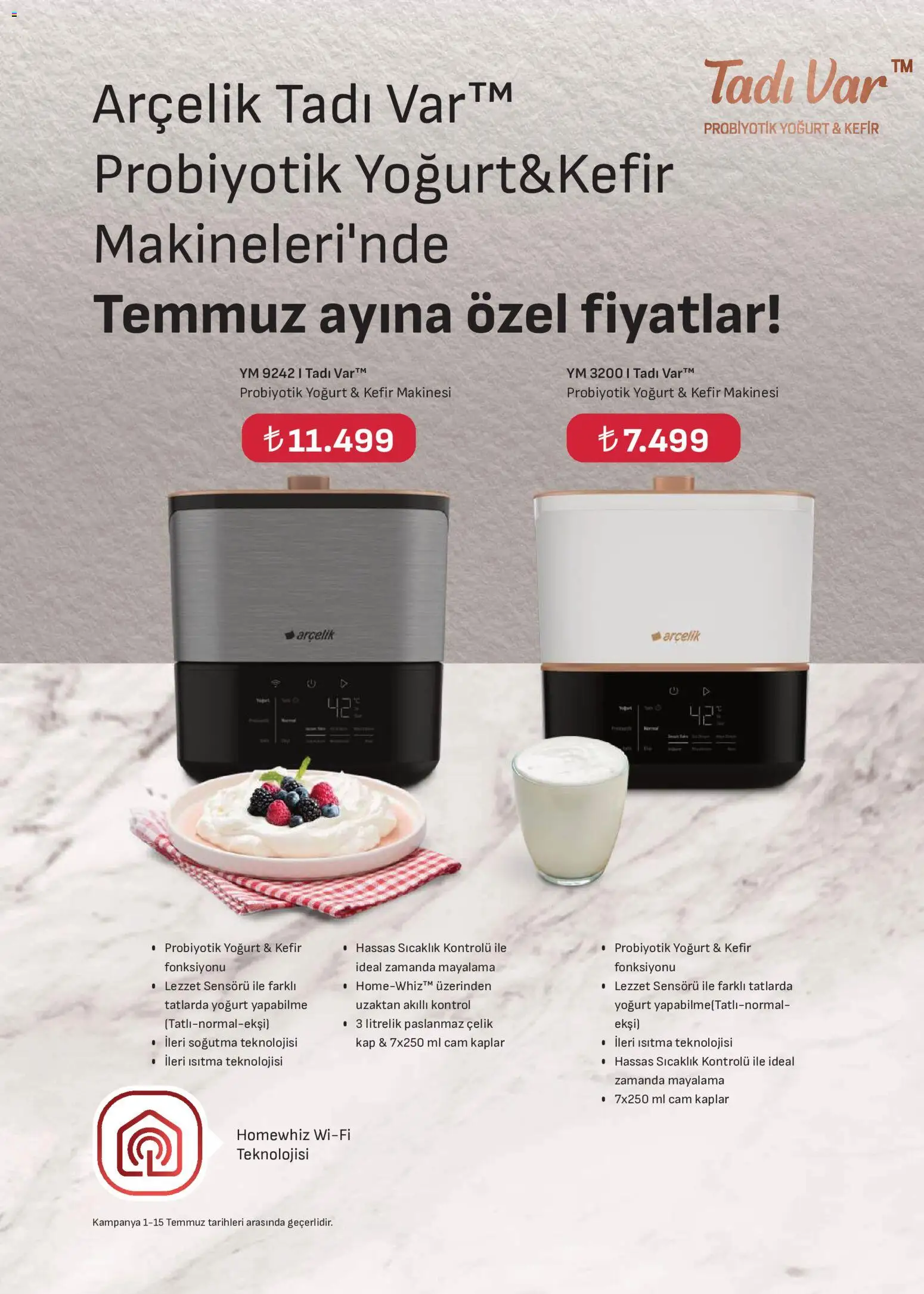 Arçelik Katalog - 01 Temmuz 2026 tarihinden itibaren geçerlidir | Sayfa: 54 | Ürünler: Kefir, Yoğurt