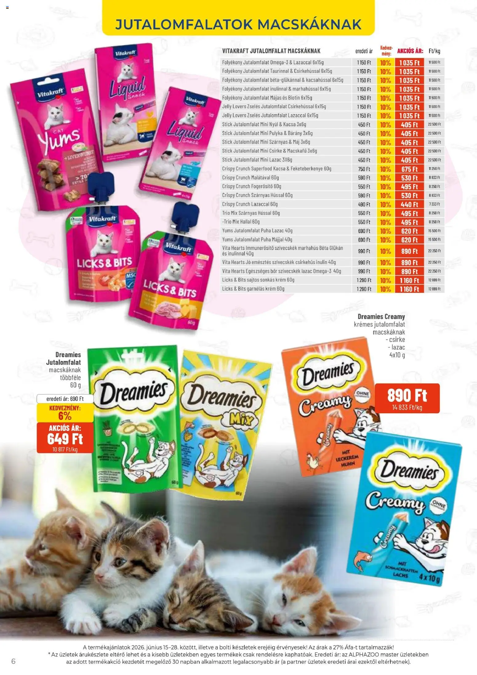 AlphaZoo akciós ujság - amely érvényes a következő dátumtól: 15.06.2026 | Oldal: 6 | Termékek: Lazac, Bor, Csirkehús, Kacsa
