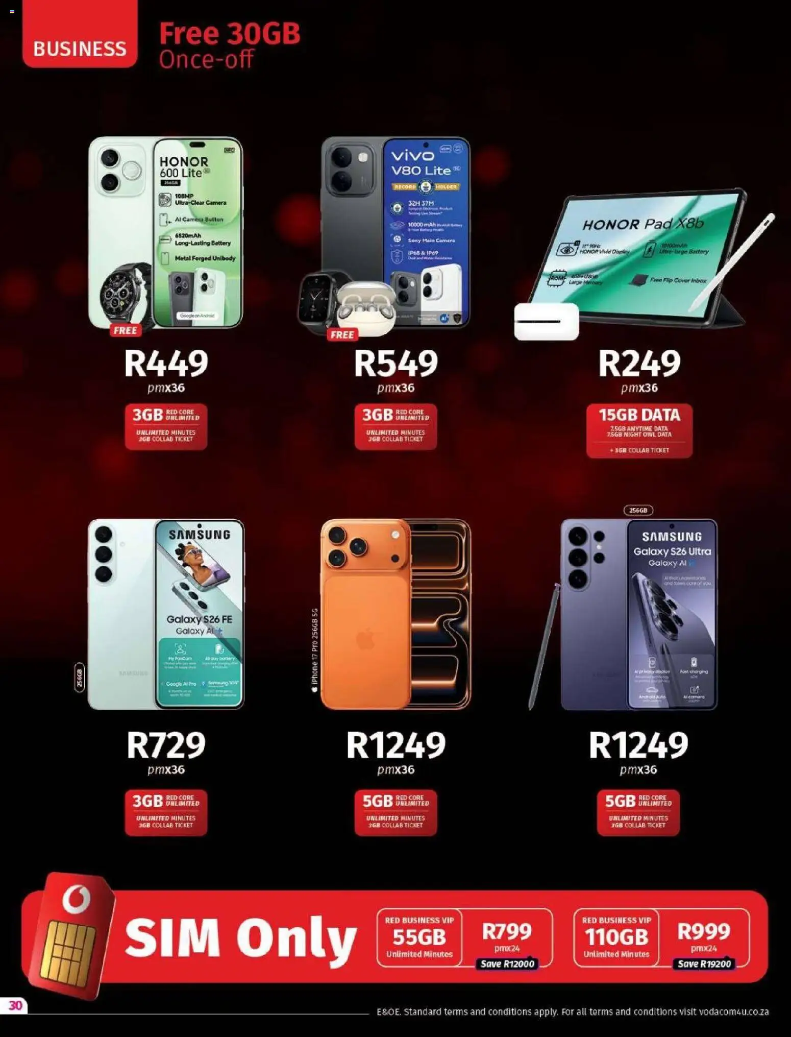 New Vodacom catalogue – valid from 01/10/2026 | Page: 30 | Products: Data, Cover, Camera, Battery