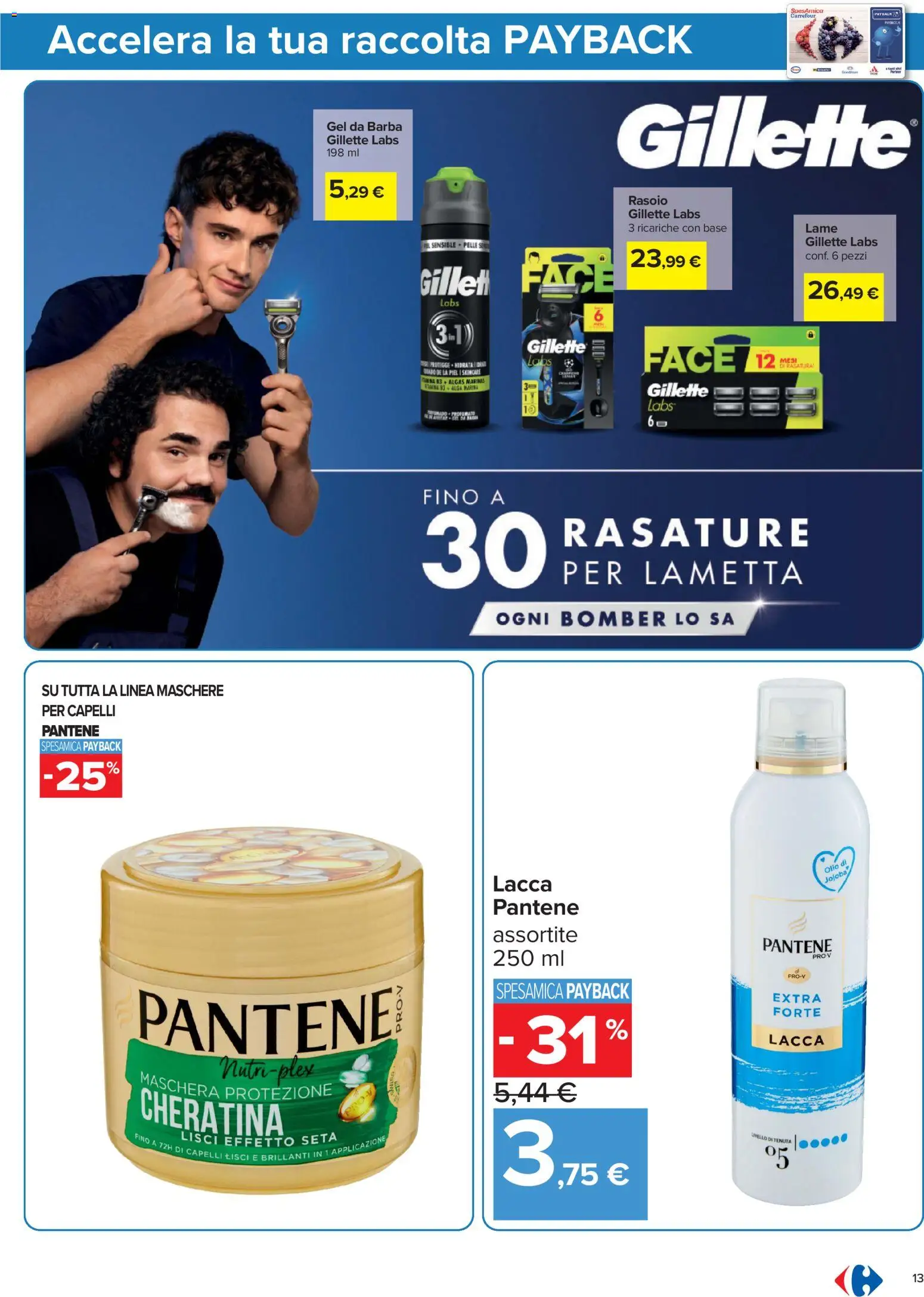 Volantino Carrefour del 05.06.2026 | Pagina: 13 | Prodotti: Maschera, Lacca, Rasoio