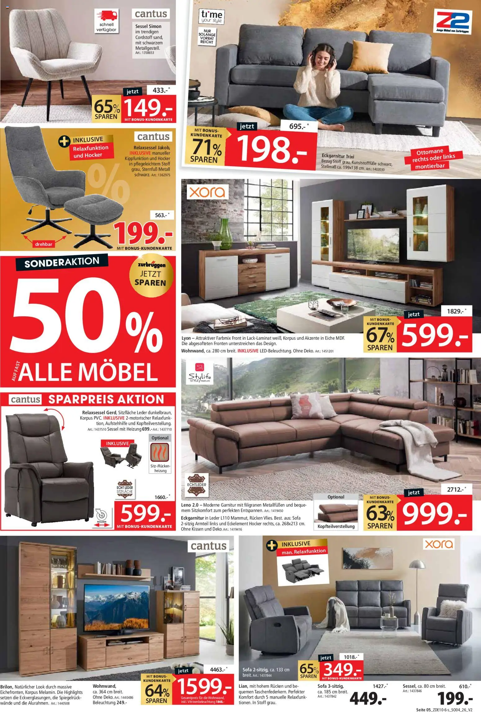 Zurbrüggen Prospekt – gültig ab 31.10.2026 | Seite: 7 | Produkte: Hocker, Relaxsessel, Kissen, Sofa