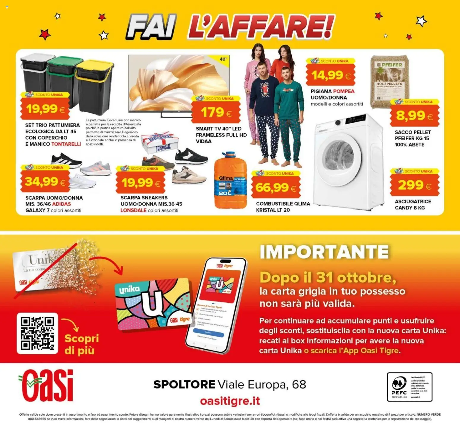 Volantino Oasi del 08/10/2026 | Pagina: 24 | Prodotti: Pellet, Coperchio, Asciugatrice, TV