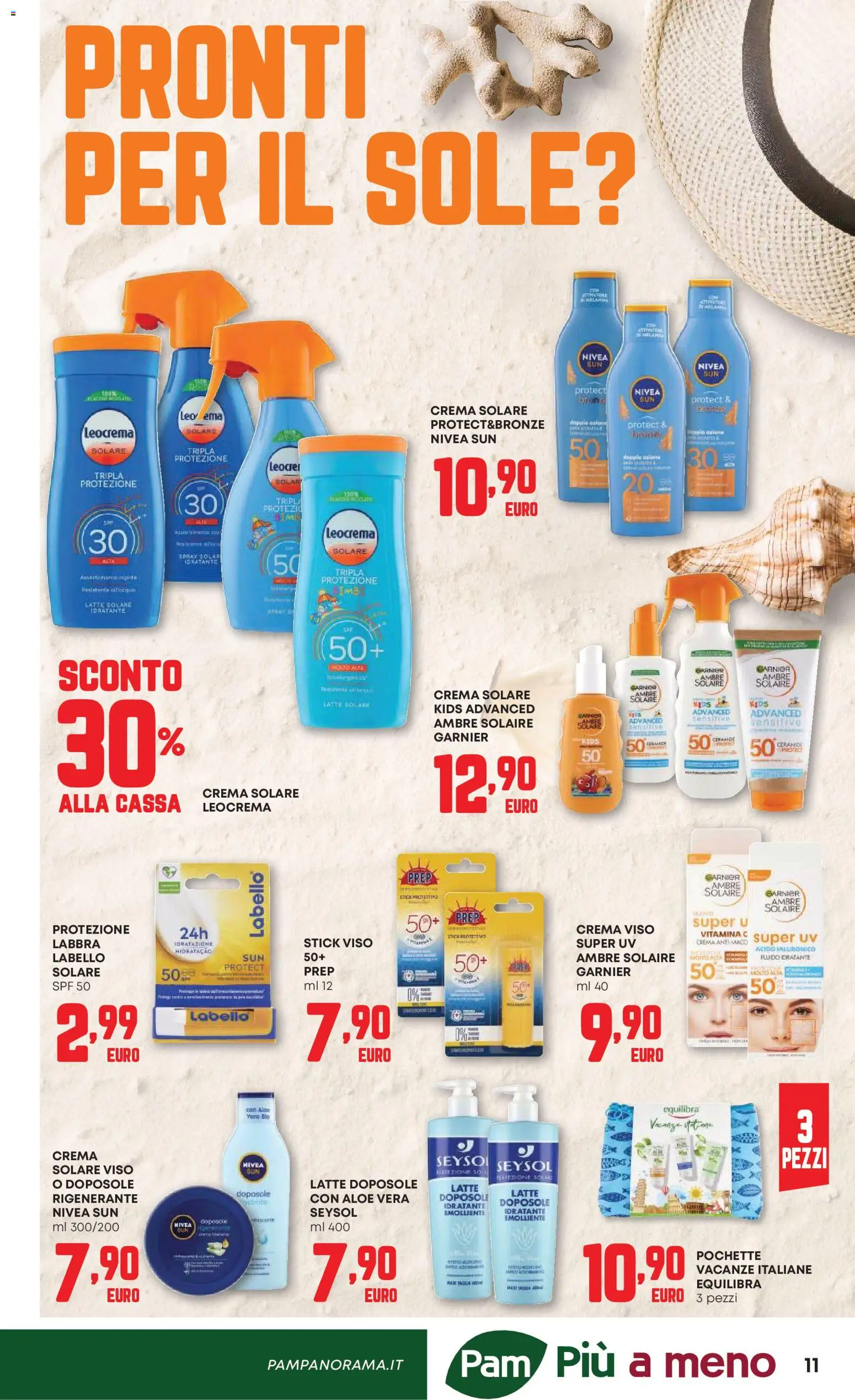 Volantino PAM del 04.06.2026 | Pagina: 11 | Prodotti: Crema solare, Crema viso, Latte, Aloe vera