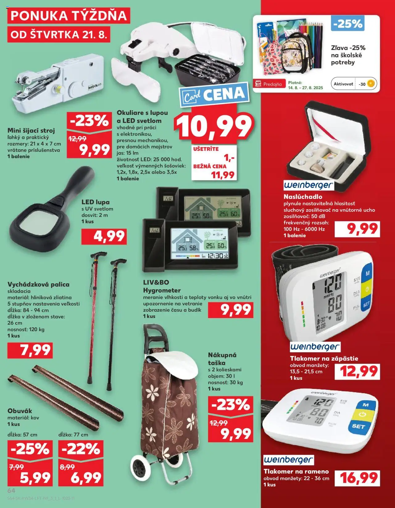 Nové Kaufland akcie – leták je platný od 21.08.2025 | Strana: 64 | Produkty: Monitor, Šijací stroj
