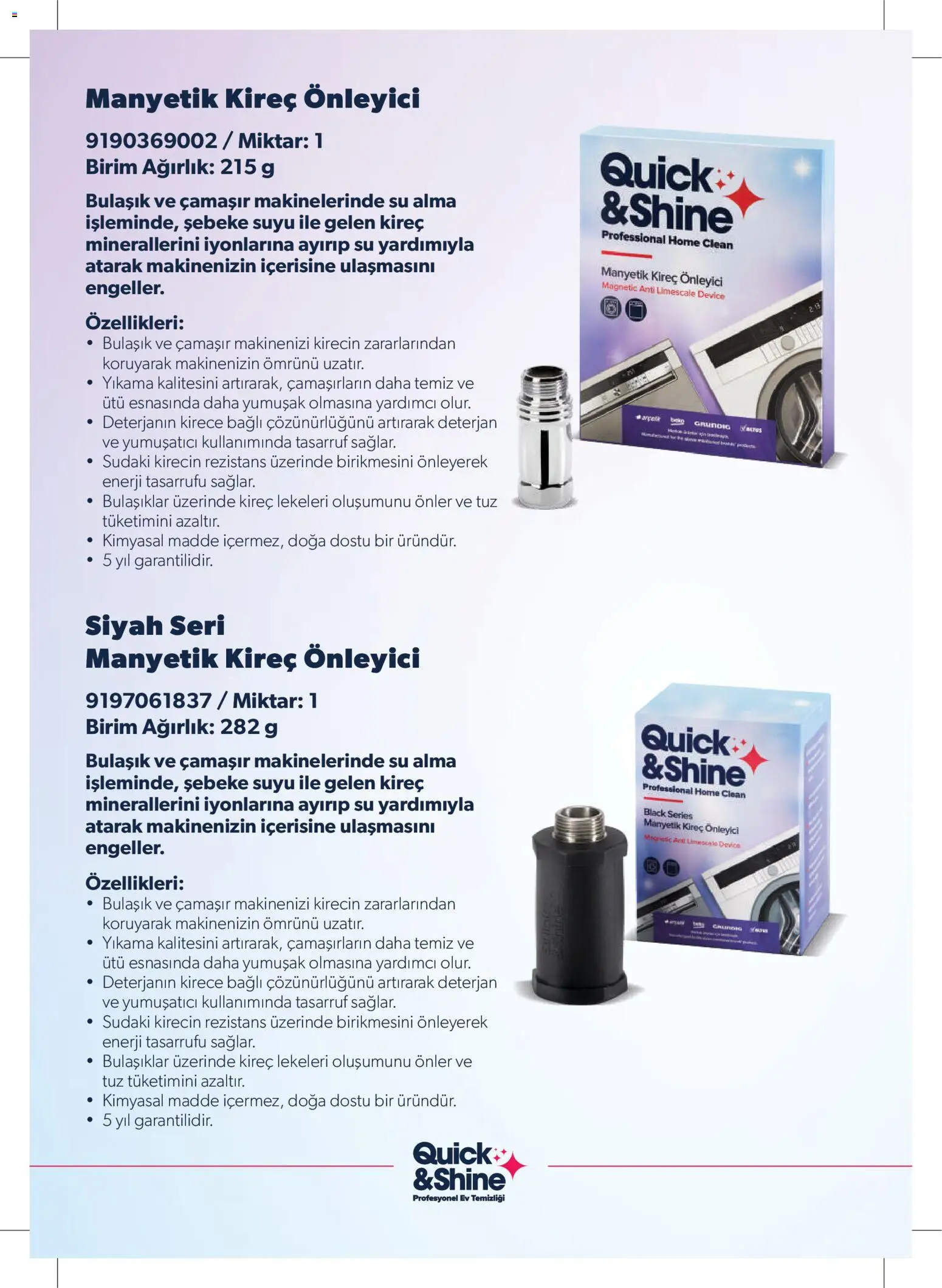 Arçelik - Quick and Shine Temizlik ve Bakım Ürünleri - 30 Eylül 2026 tarihinden itibaren geçerlidir | Sayfa: 2 | Ürünler: Su, Tuz, Ağırlık, Ütü
