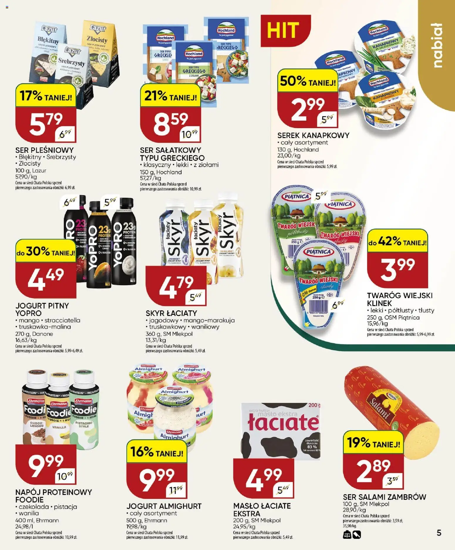Chata Polska gazetka od 16.07.2026 | Strona: 5 | Produkty: Ser pleśniowy, Jogurt pitny, Jogurt, Skyr