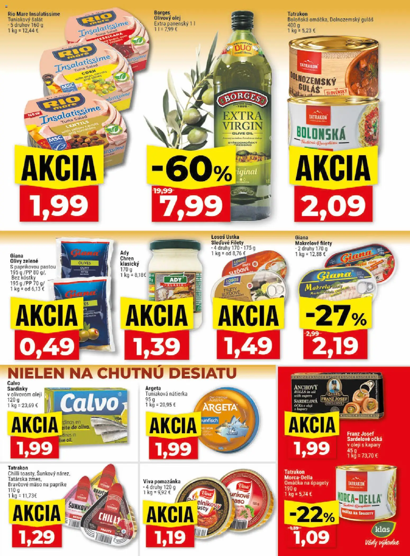 Nové Klas akcie – leták je platný od 13.07.2026 | Strana: 16 | Produkty: Chilli, Nátierka, Olivy, Omáčka