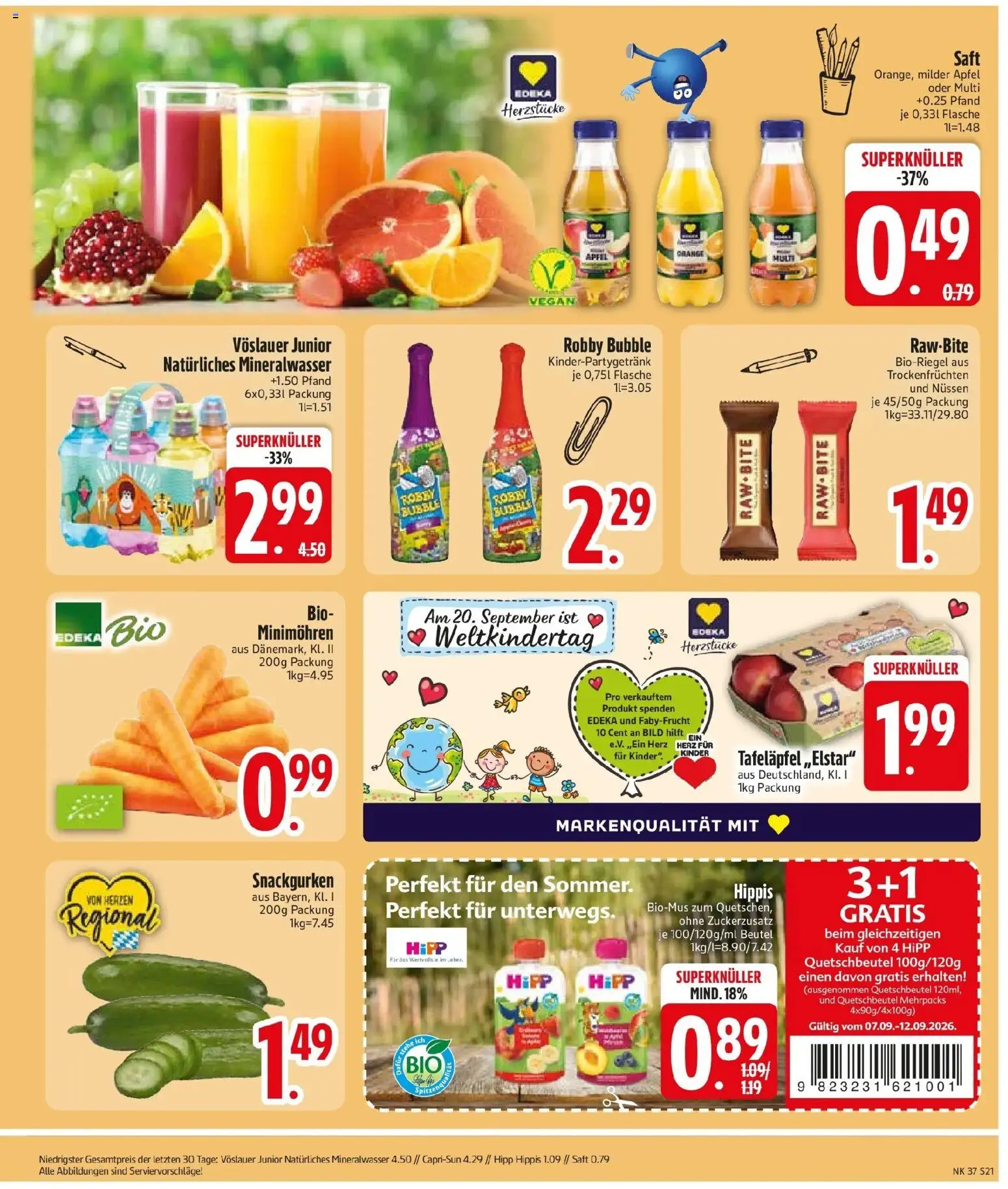 Edeka Prospekt München (ab 07.09.2026) » Angebote Online | Seite: 23 | Produkte: Äpfel, Mineralwasser, Saft