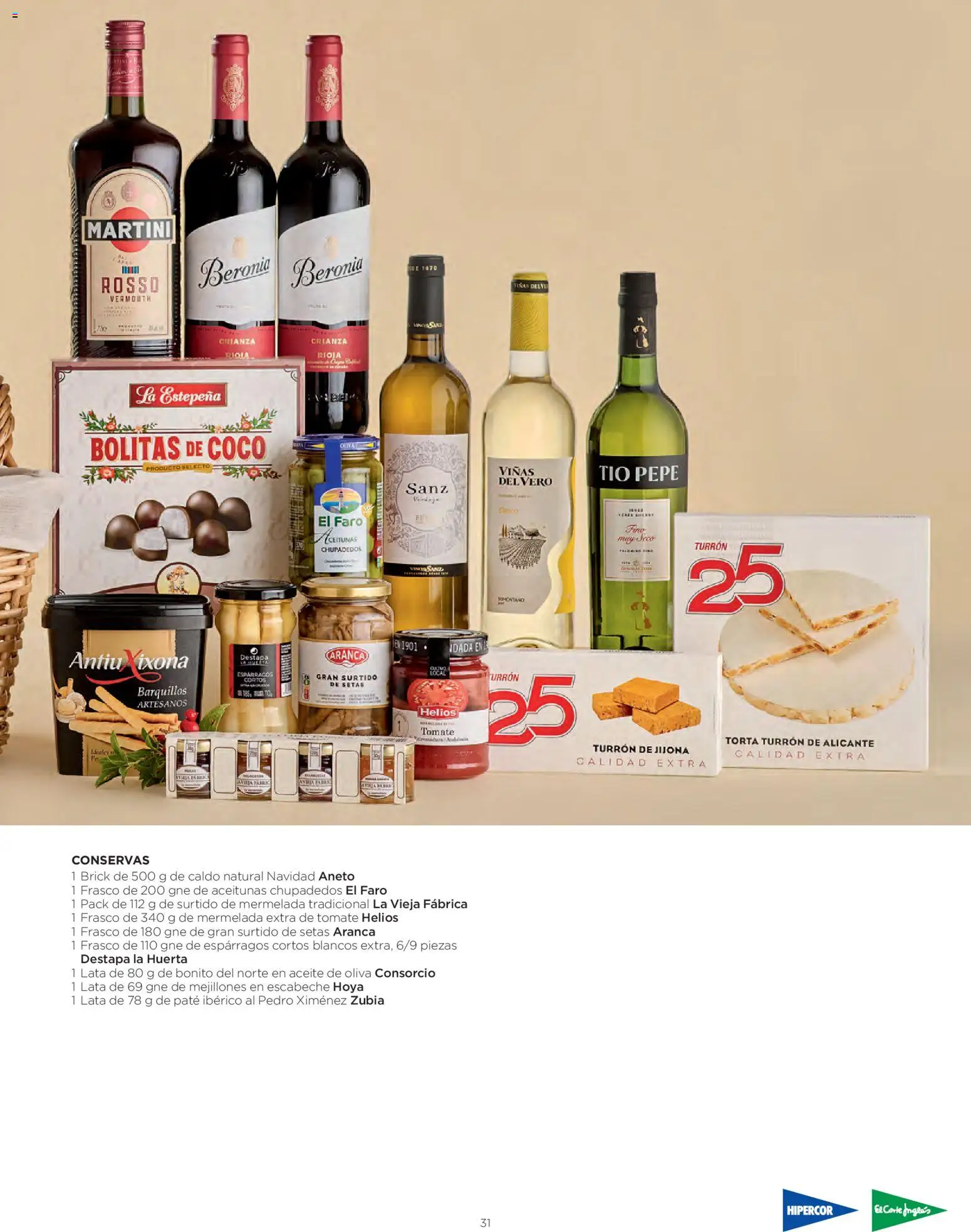 El Corte Inglés Cestas Navidad 2026 Cataluňa │ válido desde el 08/10/2026 | Página: 31 | Productos: Aceitunas, Setas, Conservas, Paté