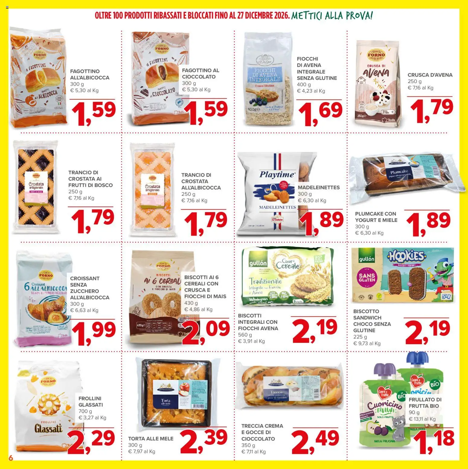 Volantino Todis del 29/10/2026 | Pagina: 6 | Prodotti: Senza glutine, Frutti di bosco, Cioccolato, Torta