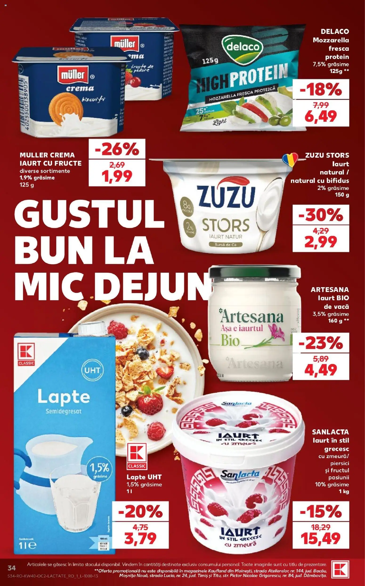 Kaufland RO akciós ujság - amely érvényes a következő dátumtól: 2026.09.30. | Oldal: 34 | Termékek: Mozzarella, Müller, Protein