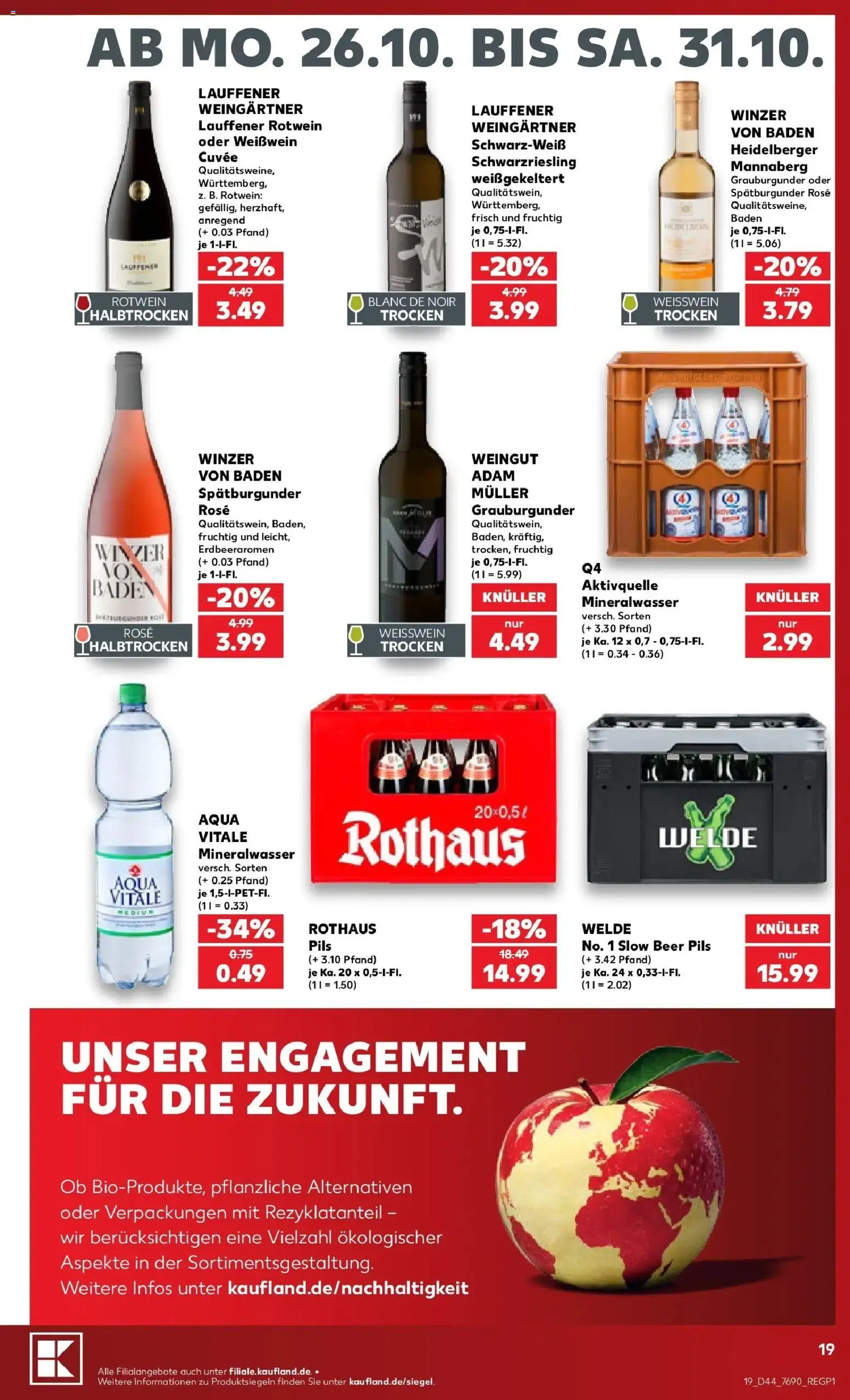Prospekt Kaufland ab 26.10.2026 » Angebote Online zum Blättern | Seite: 39 | Produkte: Weißwein, Rotwein, Pils, Mineralwasser