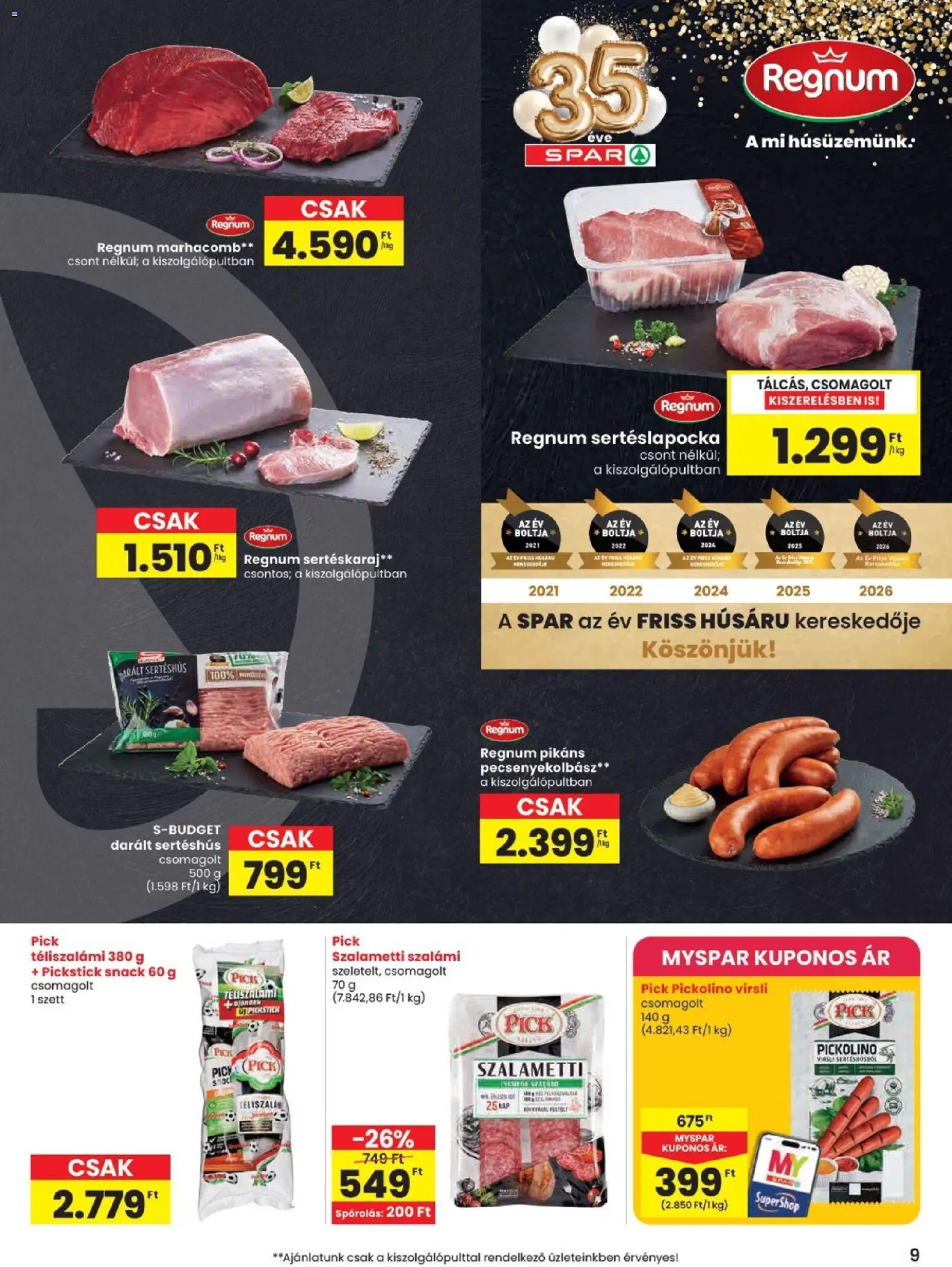 Spar akciós ujság - amely érvényes a következő dátumtól: 25.06.2026 | Oldal: 9