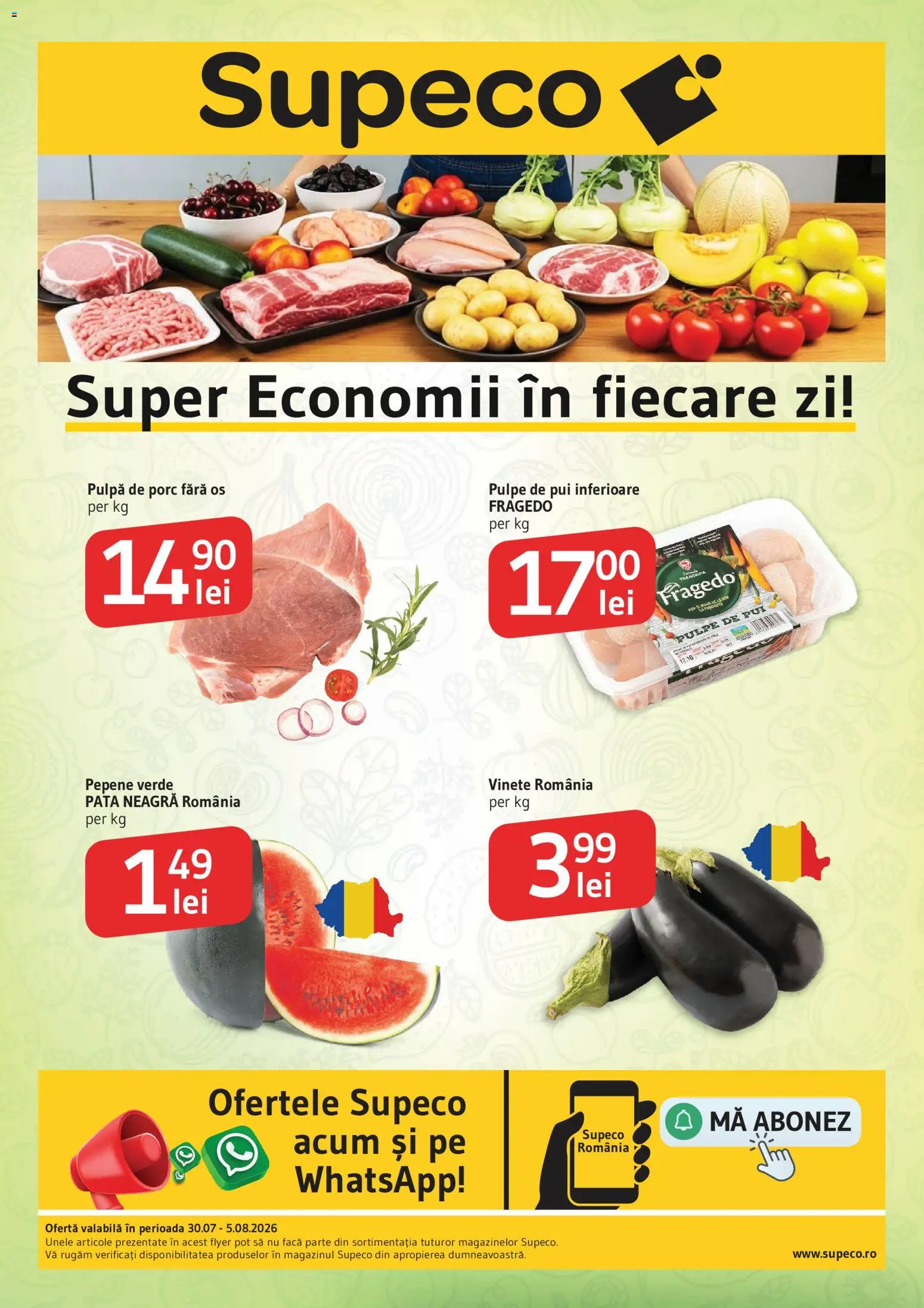 Noul catalog Supeco – valabil de la 30.07.2026 | Pagină: 1 | Produse: Pepene Verde, Hacıyatmaz Kedi Oyuncağı