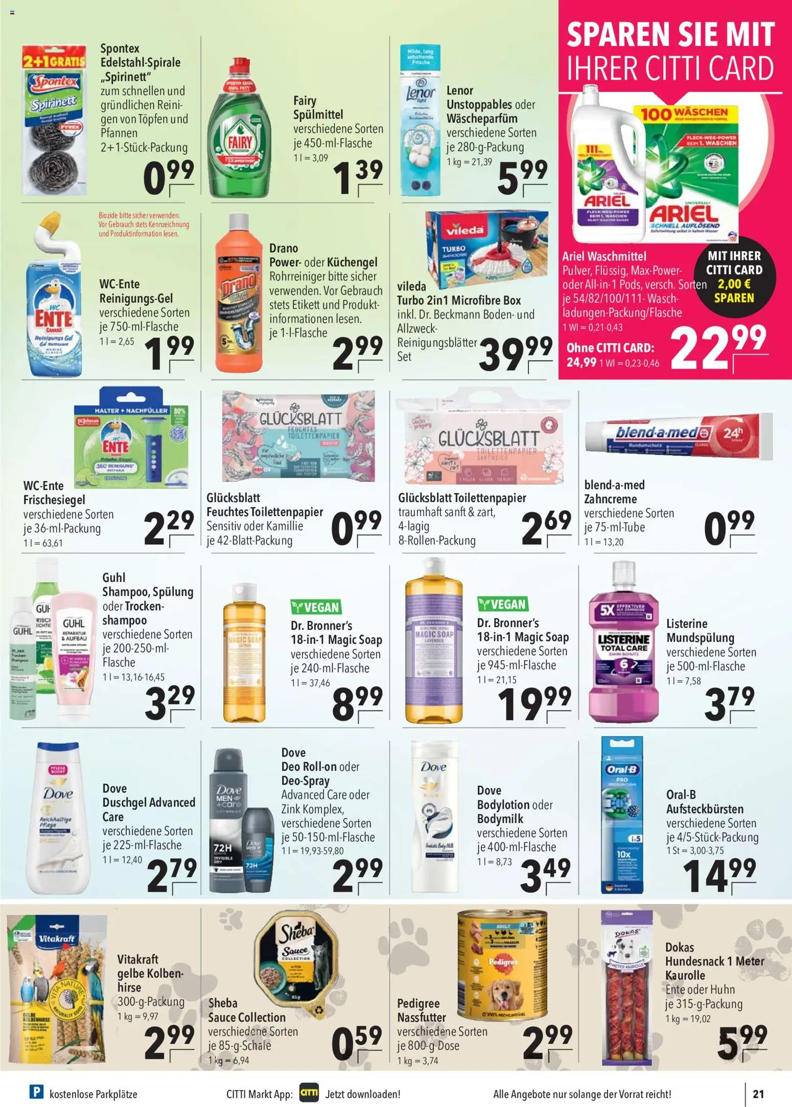 CITTI Markt Prospekt – gültig ab 24.06.2026 | Seite: 21 | Produkte: Sheba, Box, Deospray, Feuchtes Toilettenpapier