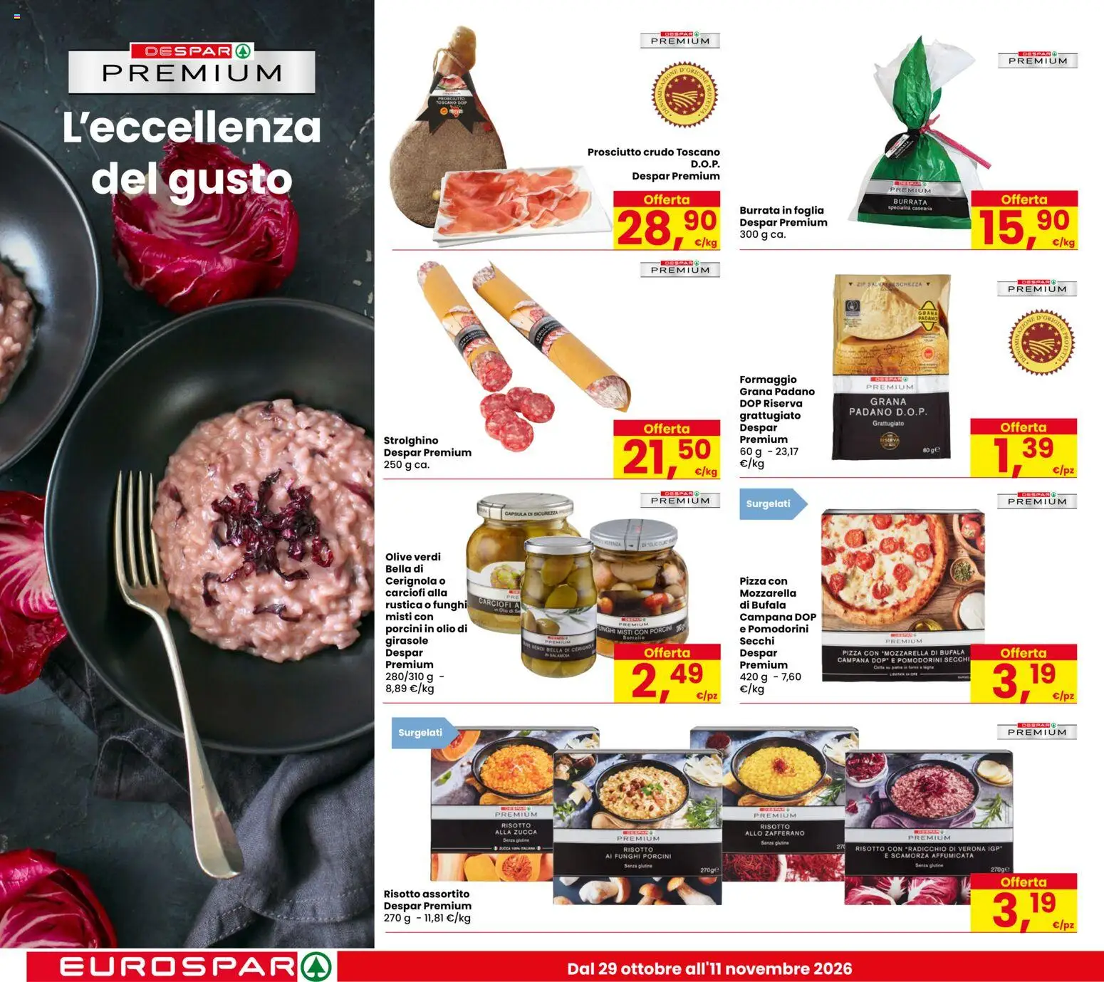 Volantino Eurospar del 29/10/2026 | Pagina: 10 | Prodotti: Senza glutine, Pomodorini, Grana Padano, Burrata
