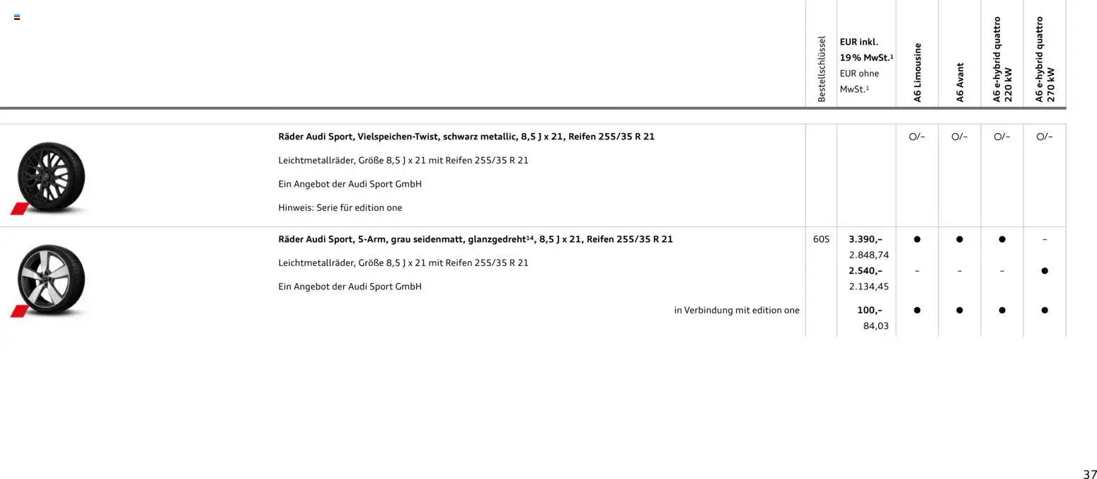 Audi A6 – gültig ab 28.10.2025 | Seite: 37