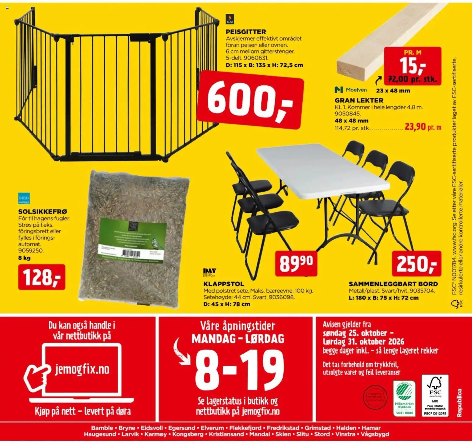 {H1} | Side: 20 | Produkter: Sammenleggbart bord, Solsikkefrø, Bord, Klappstol