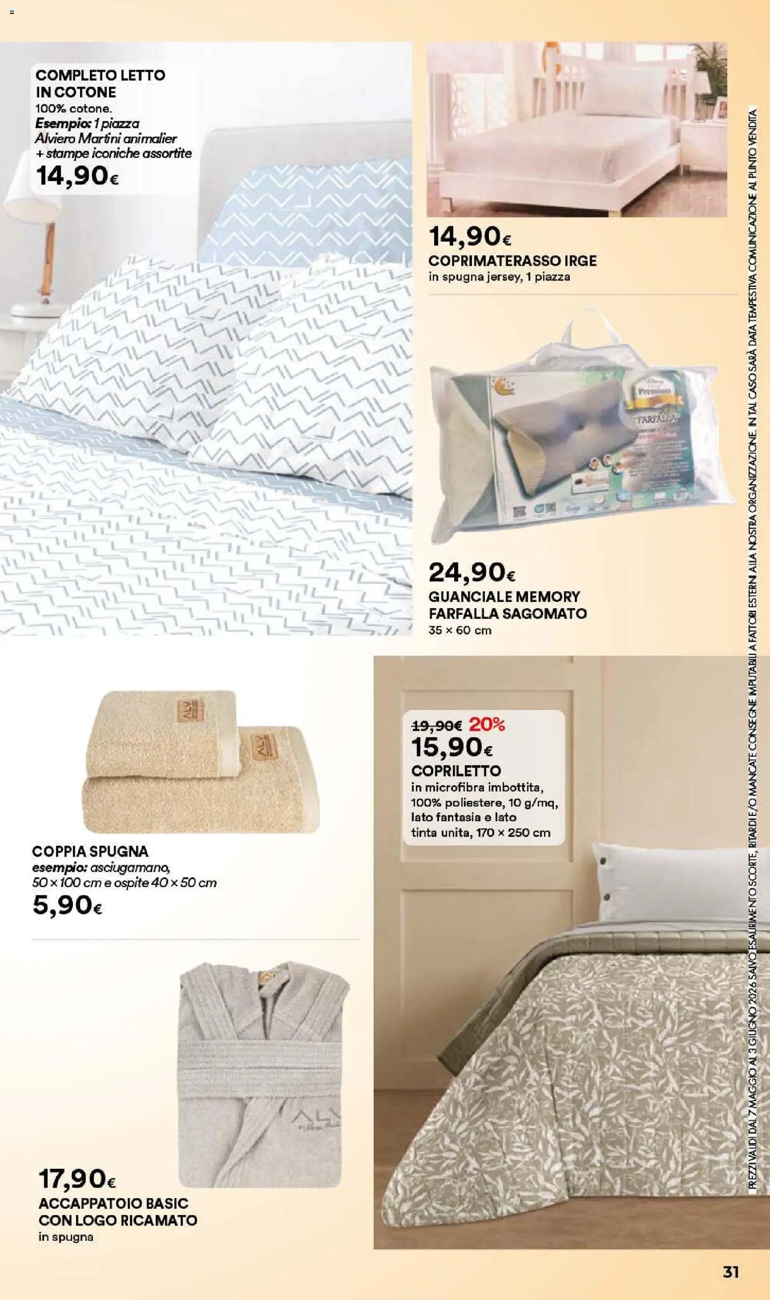 Volantino Ipercoop del 07.05.2026 | Pagina: 31 | Prodotti: Data, Letto, Copriletto, Coprimaterasso