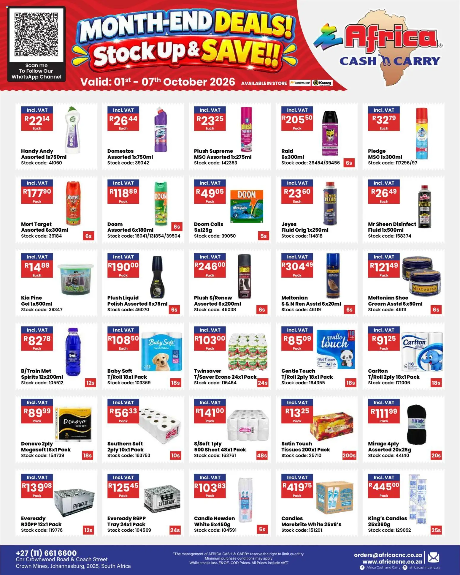 New Africa Cash & Carry catalogue – valid from 01/10/2026 | Page: 17 | Products: Tray, Toilet, Cream, Stock
