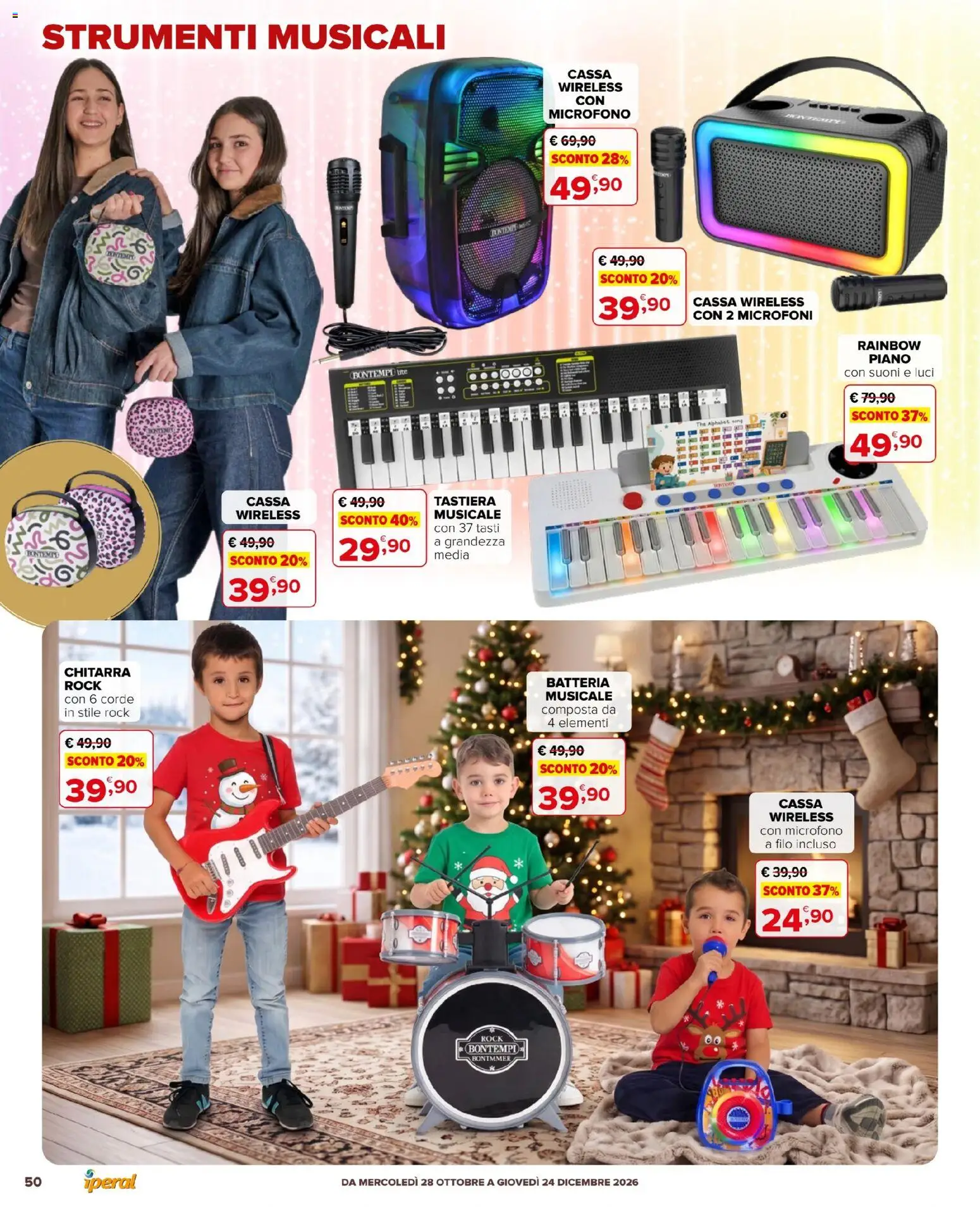 Volantino Iperal del 28/10/2026 | Pagina: 50 | Prodotti: The, Tastiera, Microfono, Batteria