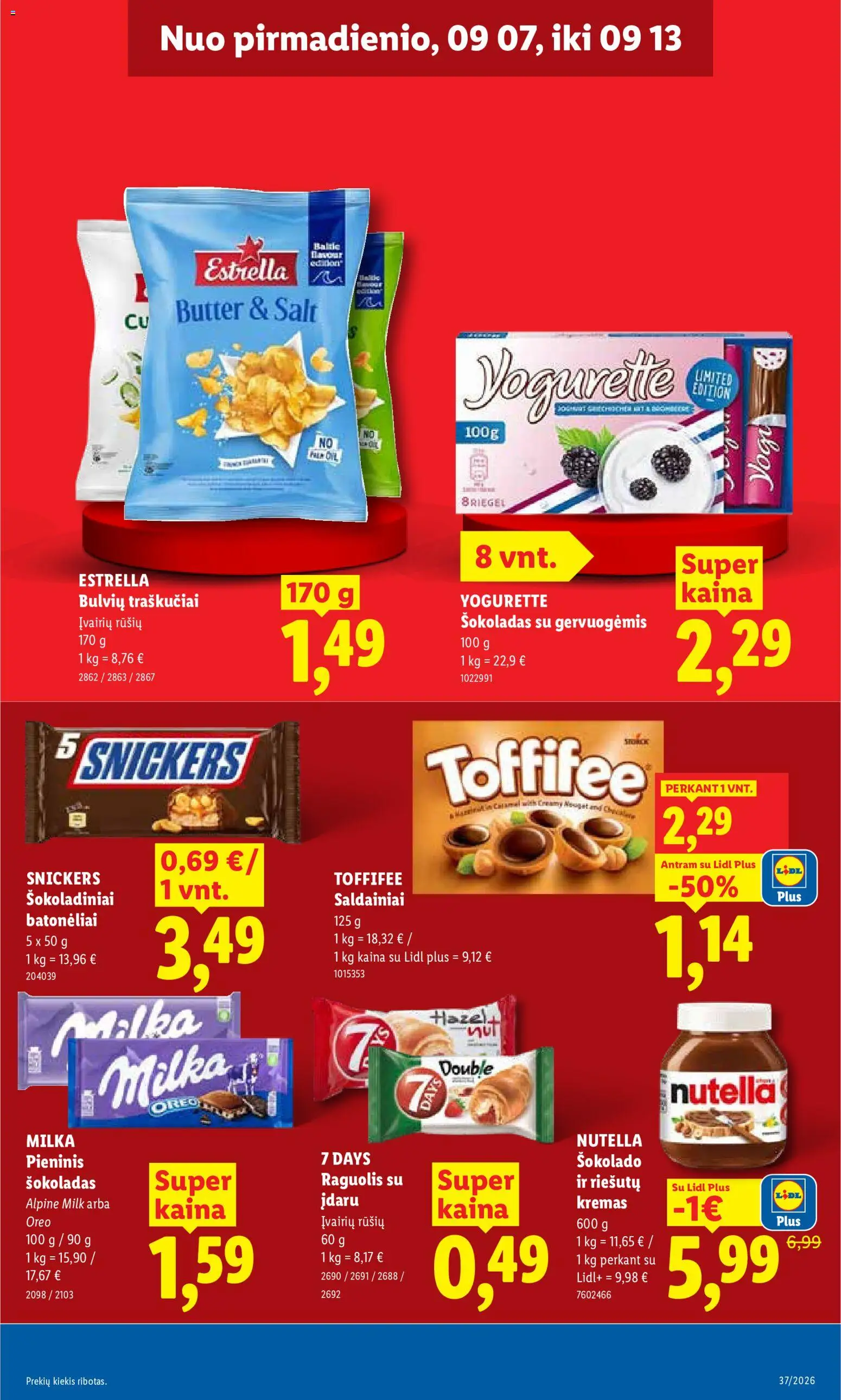 LIDL akcijos nuo 2026.09.07 | Puslapis: 13 | Prekių: Kremas, Šokoladas, Saldainiai, Traškučiai