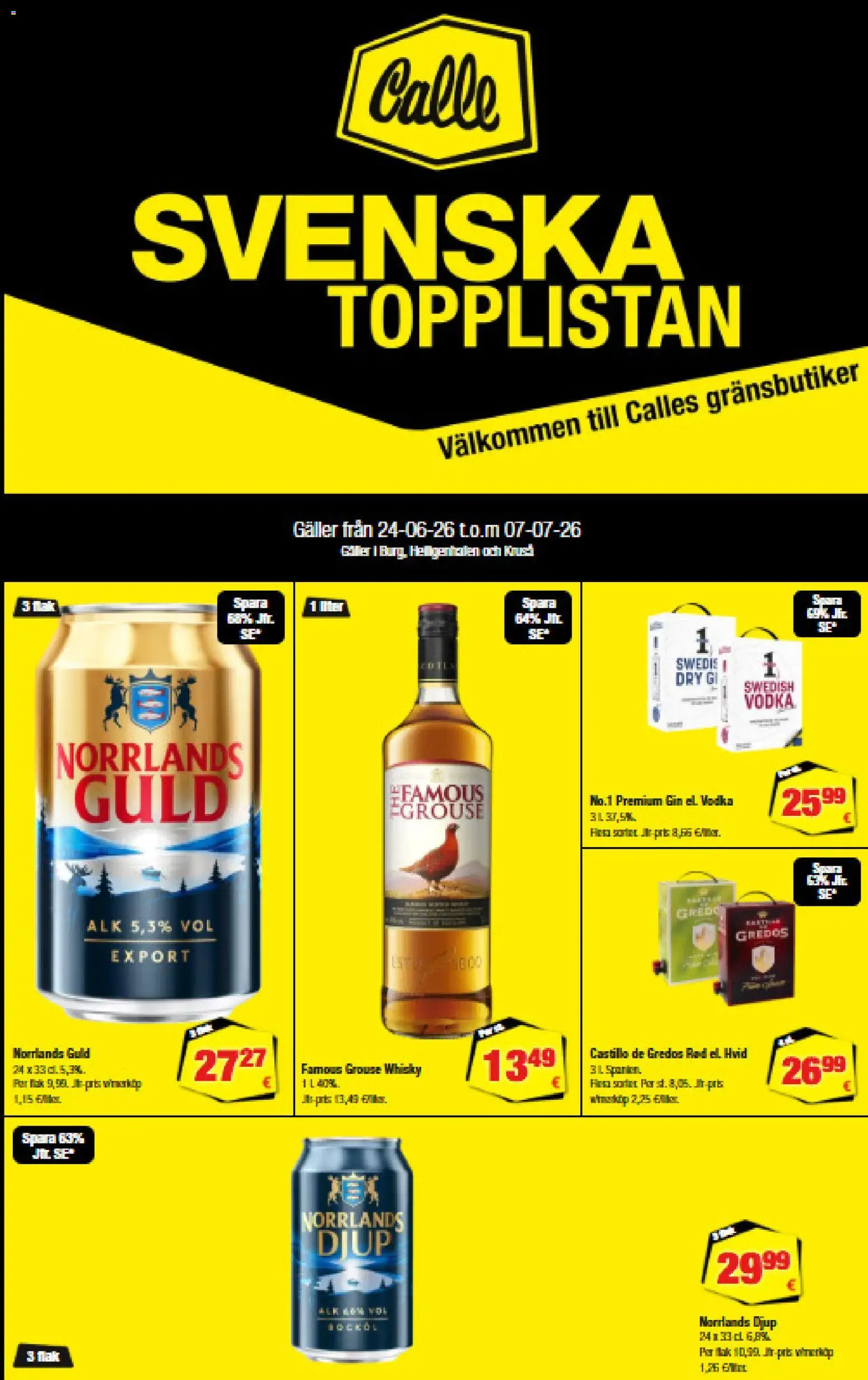 Calle tilbudsavis – gyldig fra 24/06/2026 | Side: 1 | Produkter: Gin, Vodka, Whisky