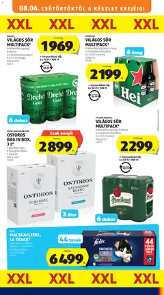VILÁGOS SÖR MULTIPACK*, értékesítési egység: 6 doboz, 5,0 % alkoholtartalom 6 x 0,5 l/csomag 656,33 Ft/l - amely érvényes a következő dátumtól: 2026.08.06. | Oldal: 17