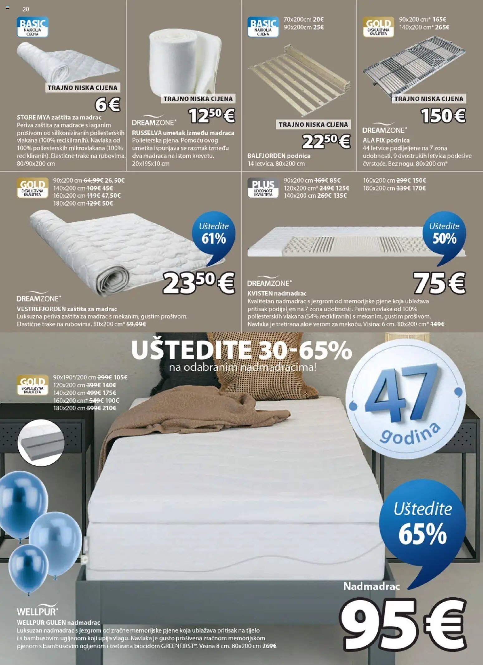 JYSK katalog | vrijedi od 08.04.2026 | Stranica: 20 | Proizvodi: Madrac, Elastične trake, Nadmadrac