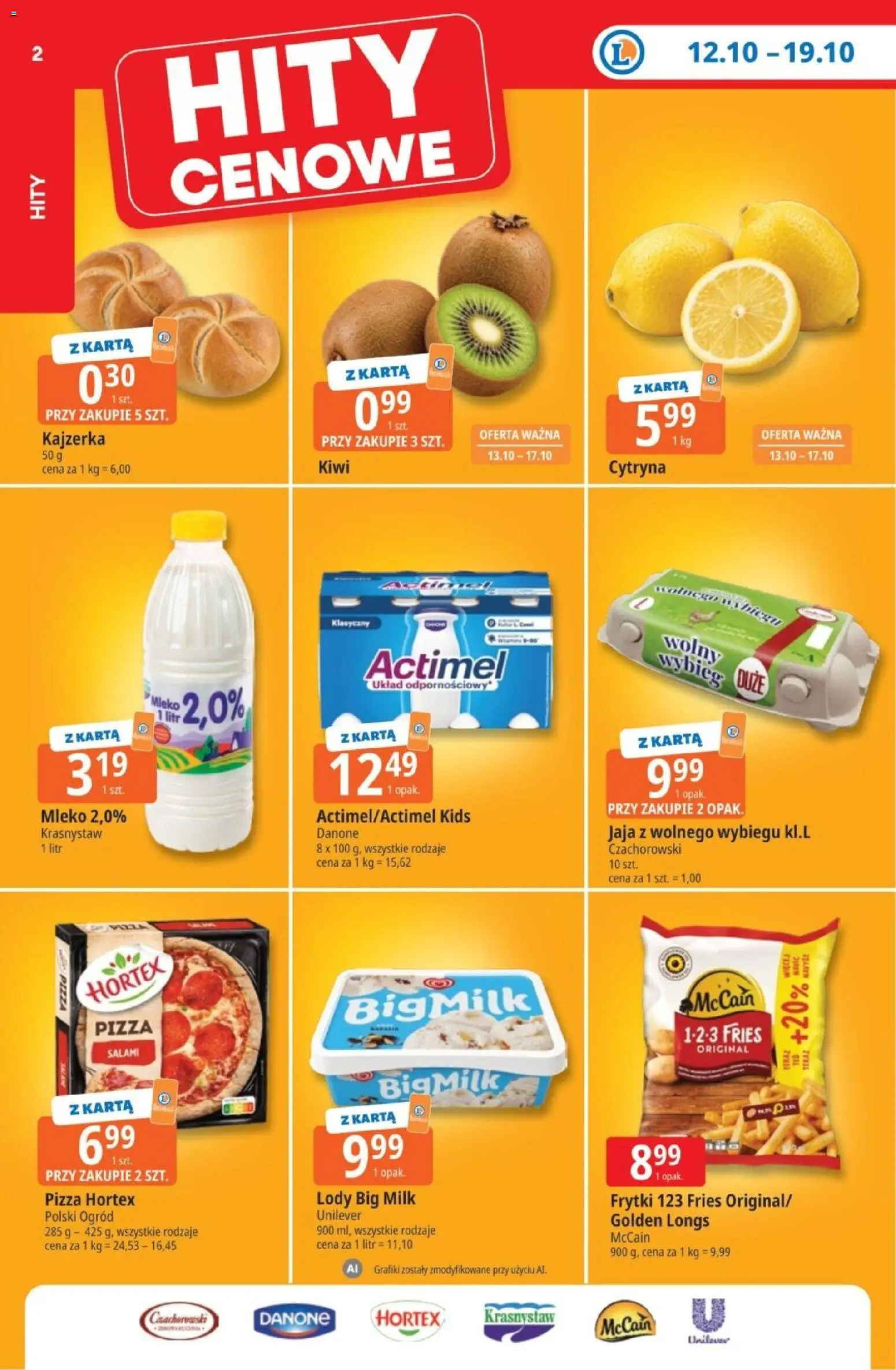 E.Leclerc gazetka - Tanio To Tu od 12.10.2026 | Strona: 2 | Produkty: Kajzerka, Big Milk, Mleko, Salami