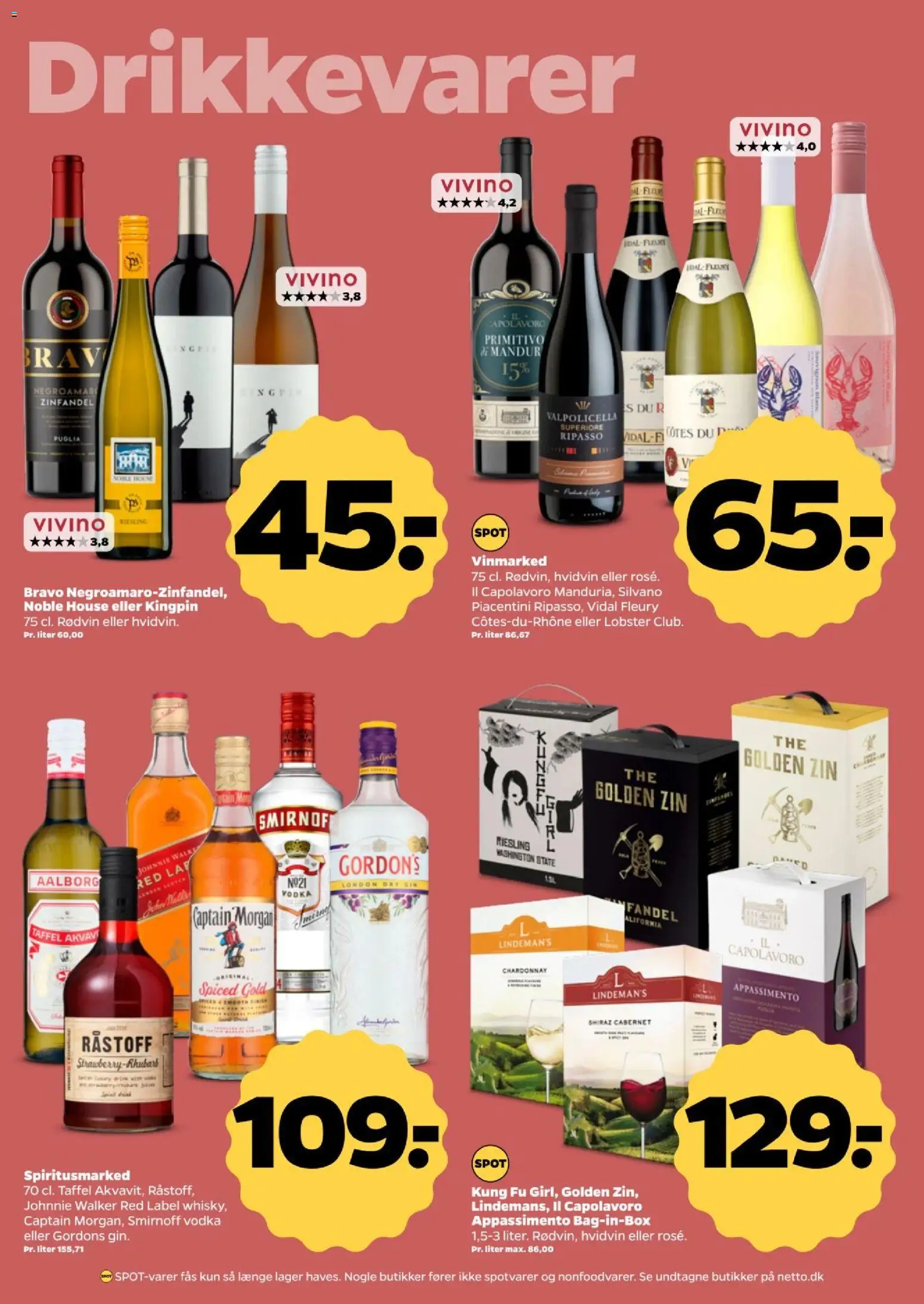 Netto tilbudsavis – gyldig fra 17/10/2026 | Side: 23 | Produkter: Hvidvin, Vodka, Captain Morgan, Rødvin