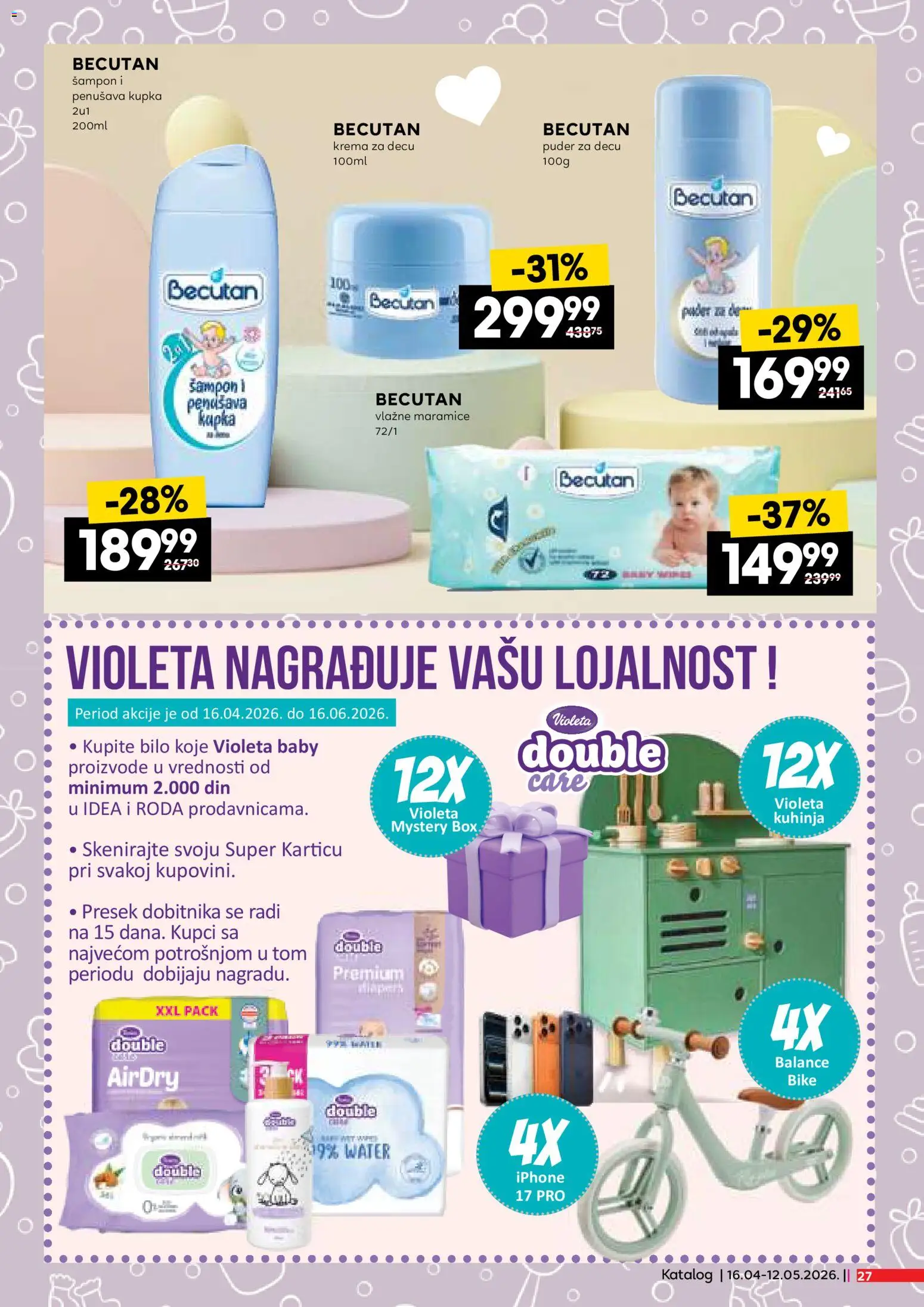 Roda katalog - važi od 16.04.2026 | Strana: 27 | Proizvode: Puder, Šampon, Krema, Vlažne maramice