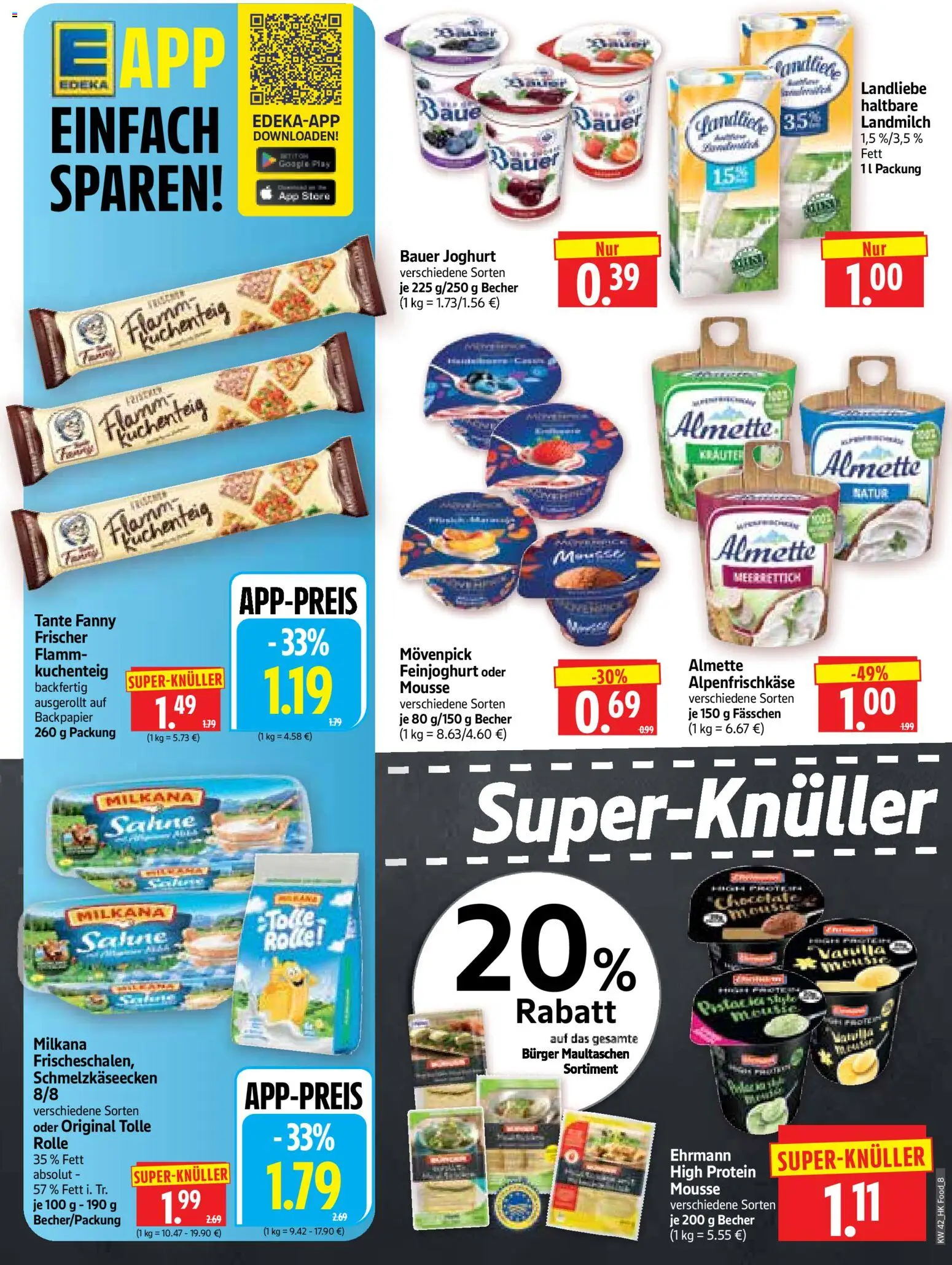 HERKULES Prospekt – gültig ab 12.10.2026 | Seite: 8 | Produkte: Almette, Bauer joghurt, Burger, Maultaschen