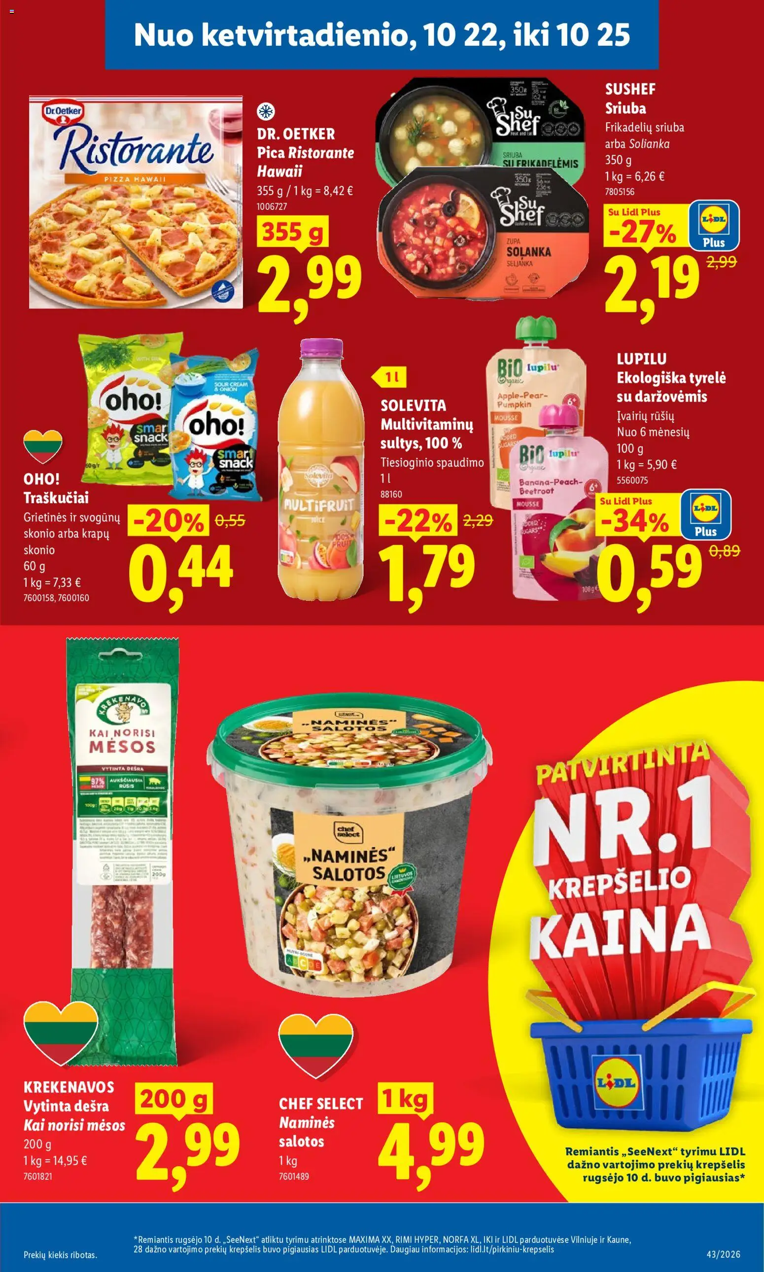 LIDL akcijos nuo 2026.10.19 | Puslapis: 29 | Prekių: Salotos, Dešra, Krepšelis, Traškučiai