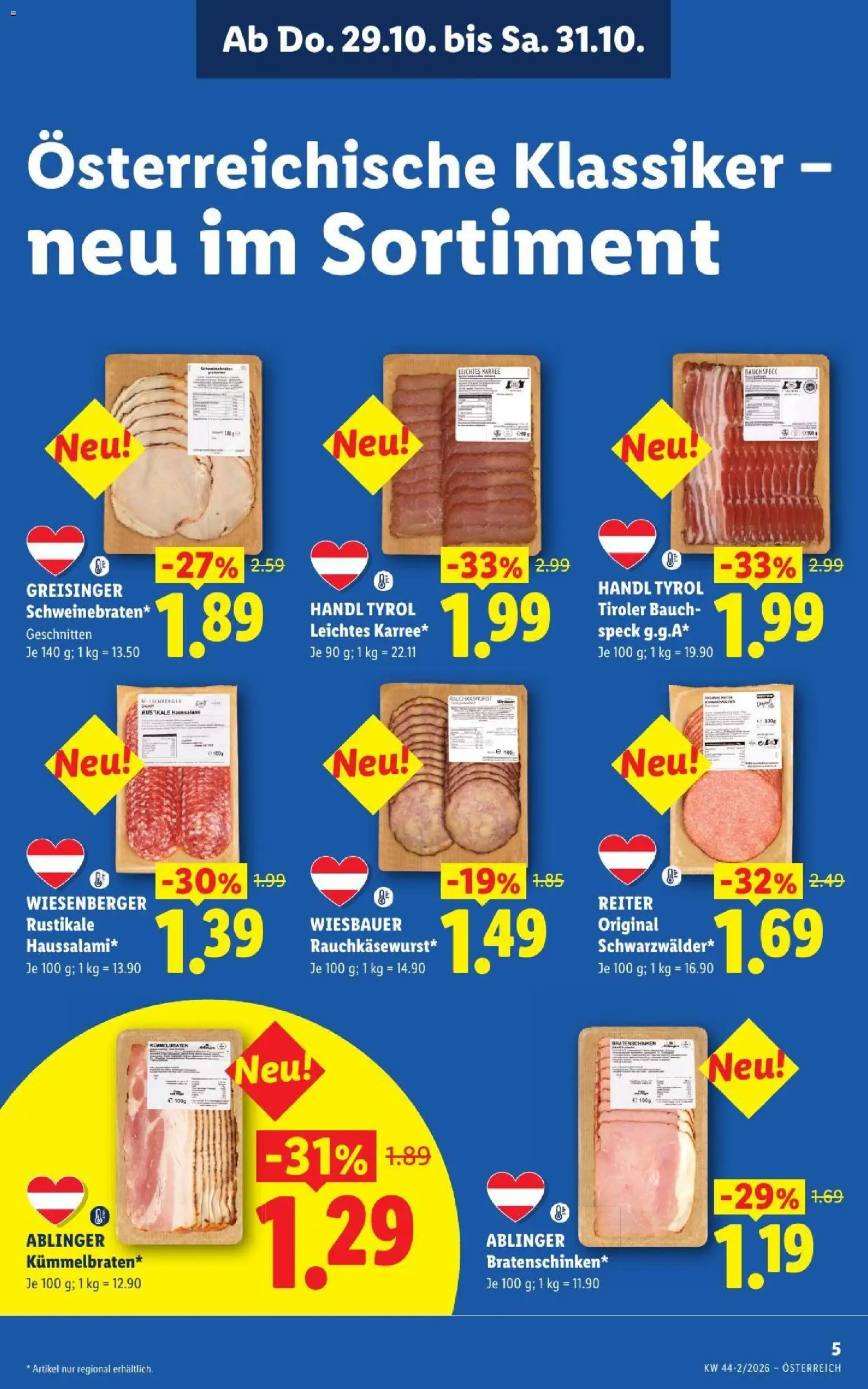 Lidl Flugblatt gültig ab 29.10.2026 | Seite: 7 | Produkte: Speck, Salami