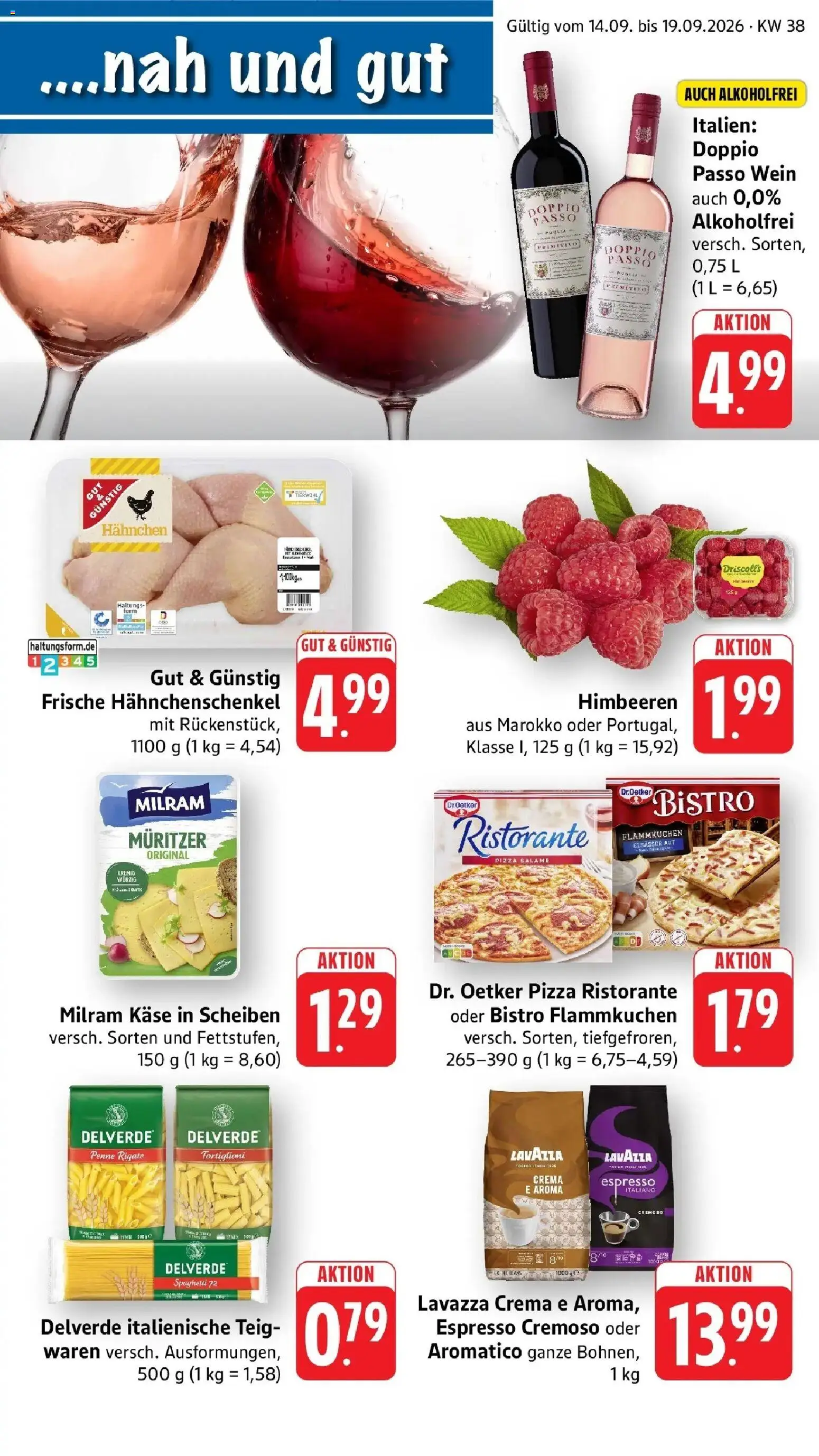 nah & gut Prospekt Gengenbach – gültig ab 14.09.2026 | Seite: 1 | Produkte: Himbeeren, Hahnchen, Hahnchenschenkel, Milram