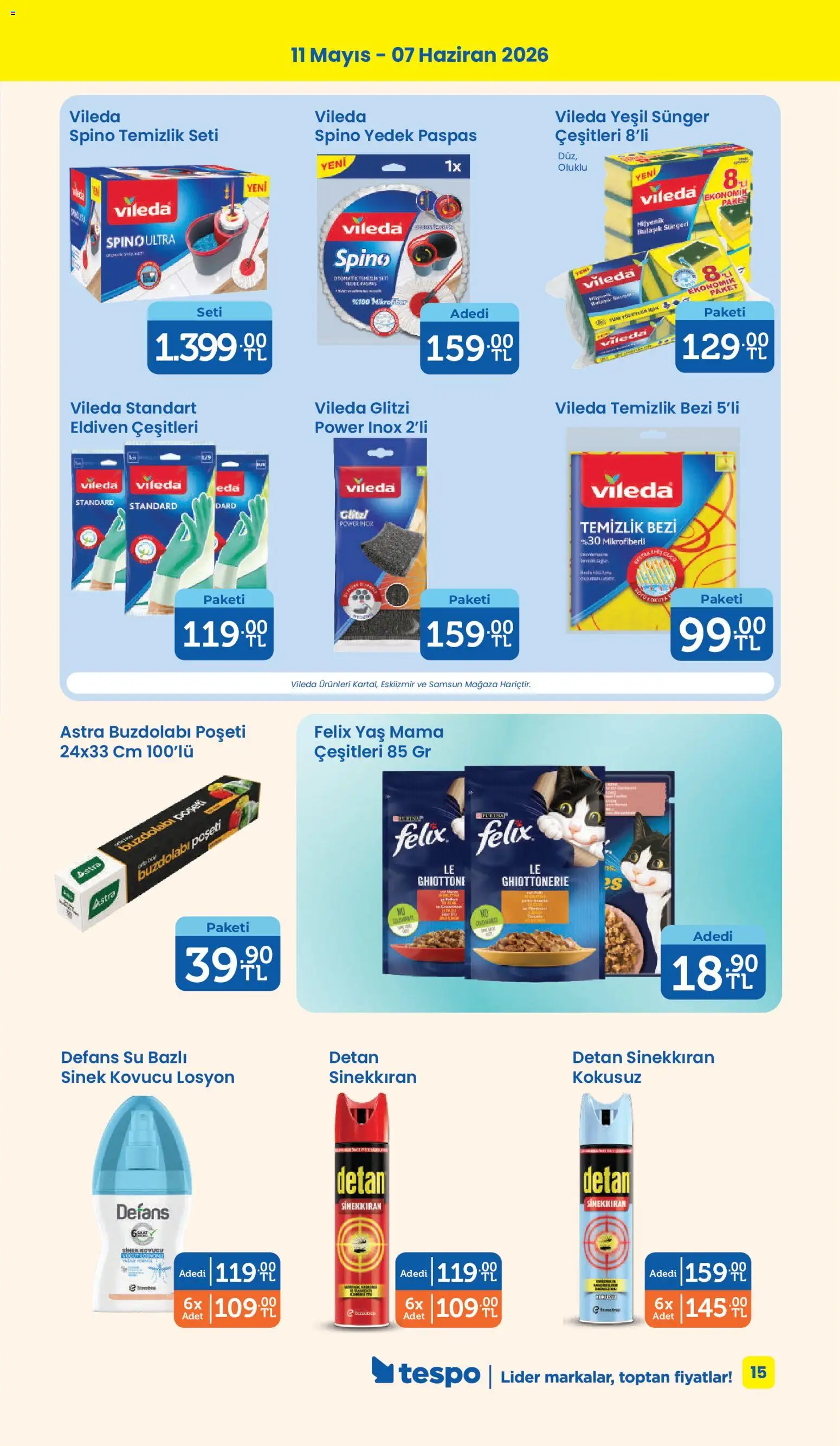 Tespo Katalog - 11.05.2026 tarihinden itibaren geçerlidir | Sayfa: 15 | Ürünler: Paspas, Su, Eldiven, Buzdolabı