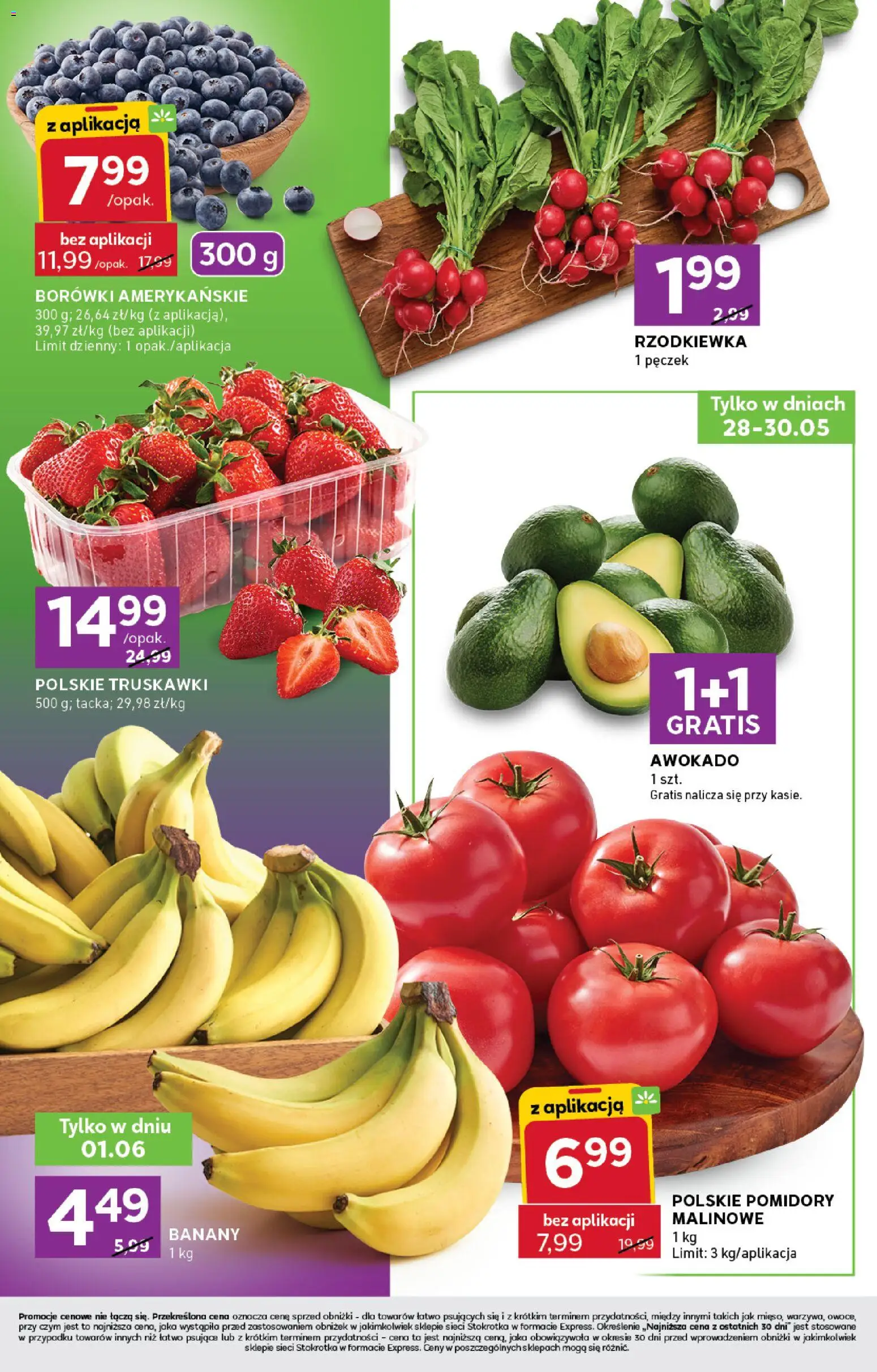 Stokrotka gazetka - Express od 28.05.2026 | Strona: 2 | Produkty: Pomidory, Banany, Truskawki, Awokado