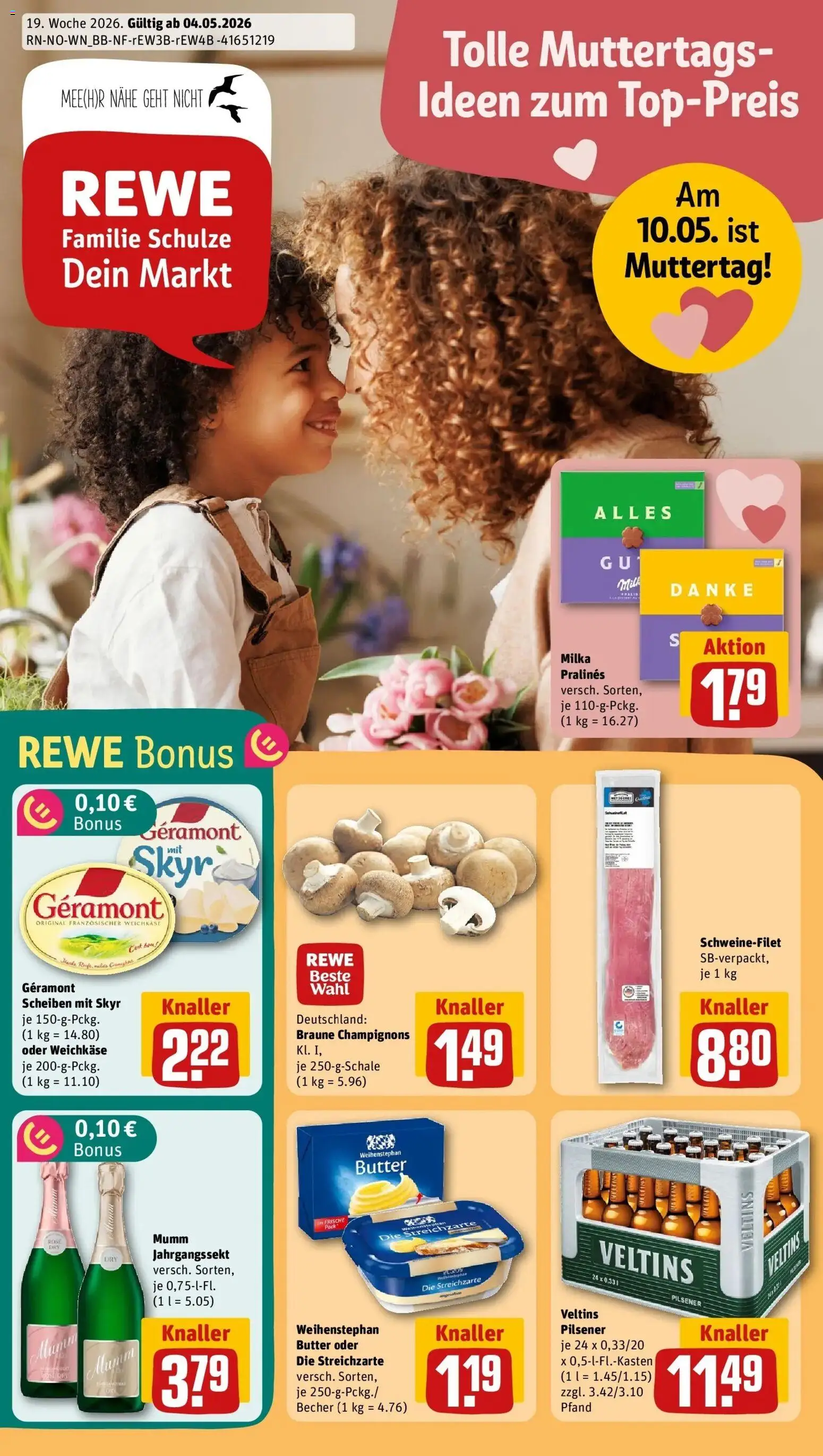 REWE Prospekt ab 04.05.2026 zum Blättern » Angebote | Seite: 1 | Produkte: Butter, Milka, Skyr, Veltins