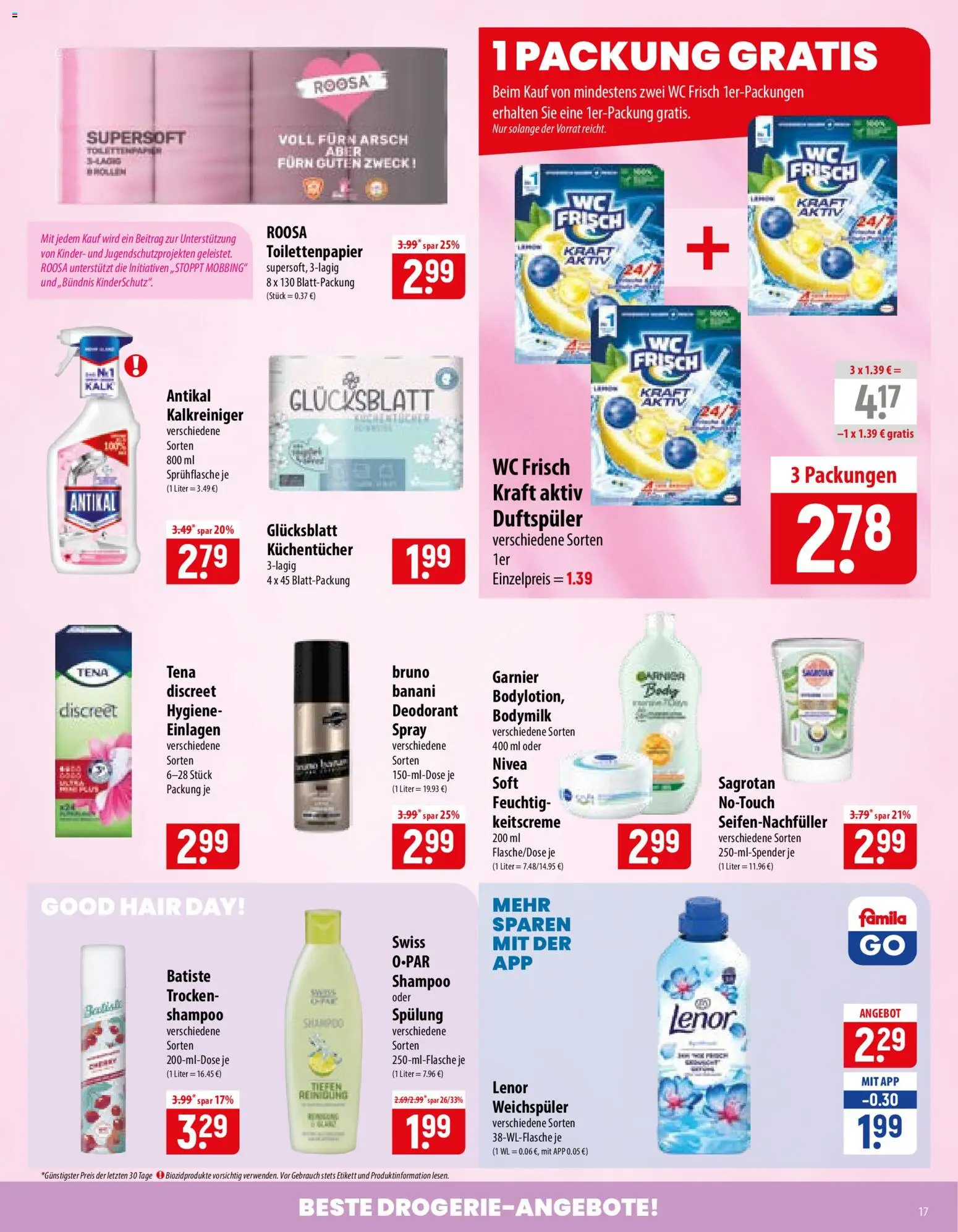 Famila Prospekt – gültig ab 10.08.2026 | Seite: 17 | Produkte: Lenor, Shampoo, Spülung, Wc frisch