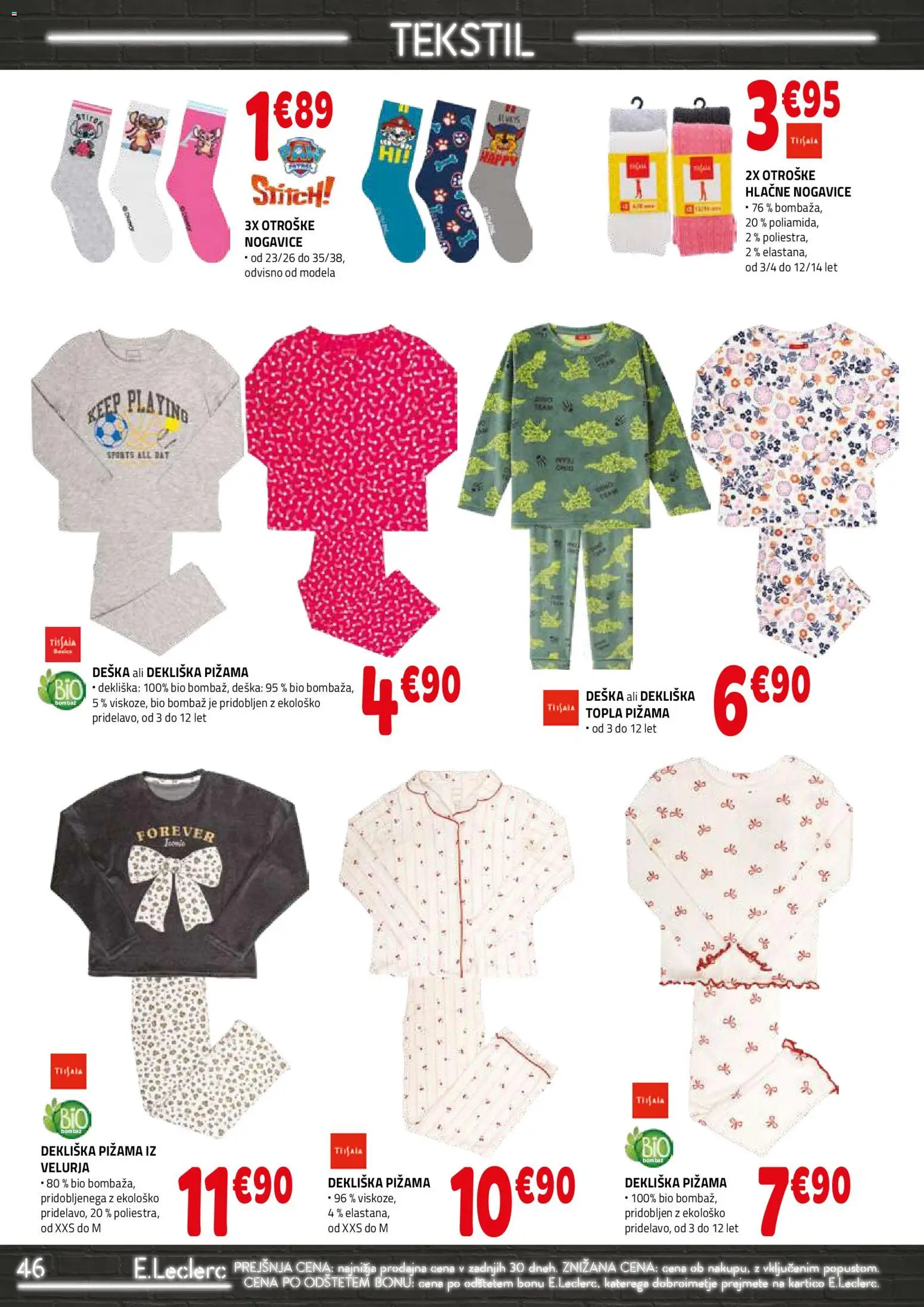 Novi E.leclerc katalog ponudbe – veljaven od 23.09.2026 | Stran: 46 | Izdelki: Pižama, Nogavice, Hlacne nogavice