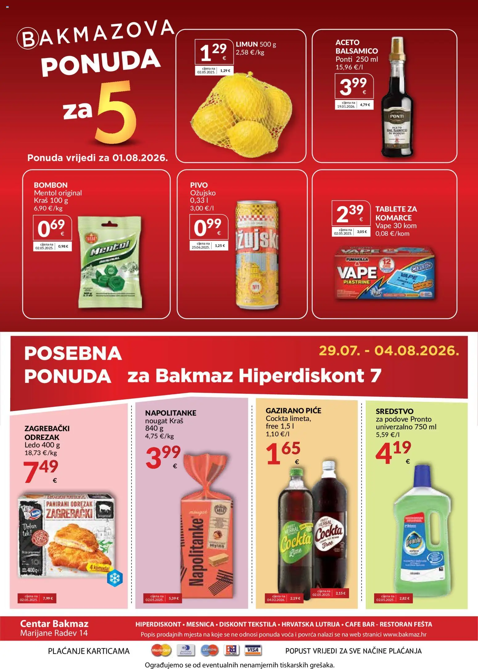 Bakmaz katalog | vrijedi od 29.07.2026 | Stranica: 8 | Proizvodi: Pivo, Ožujsko, Limun, Balsamico