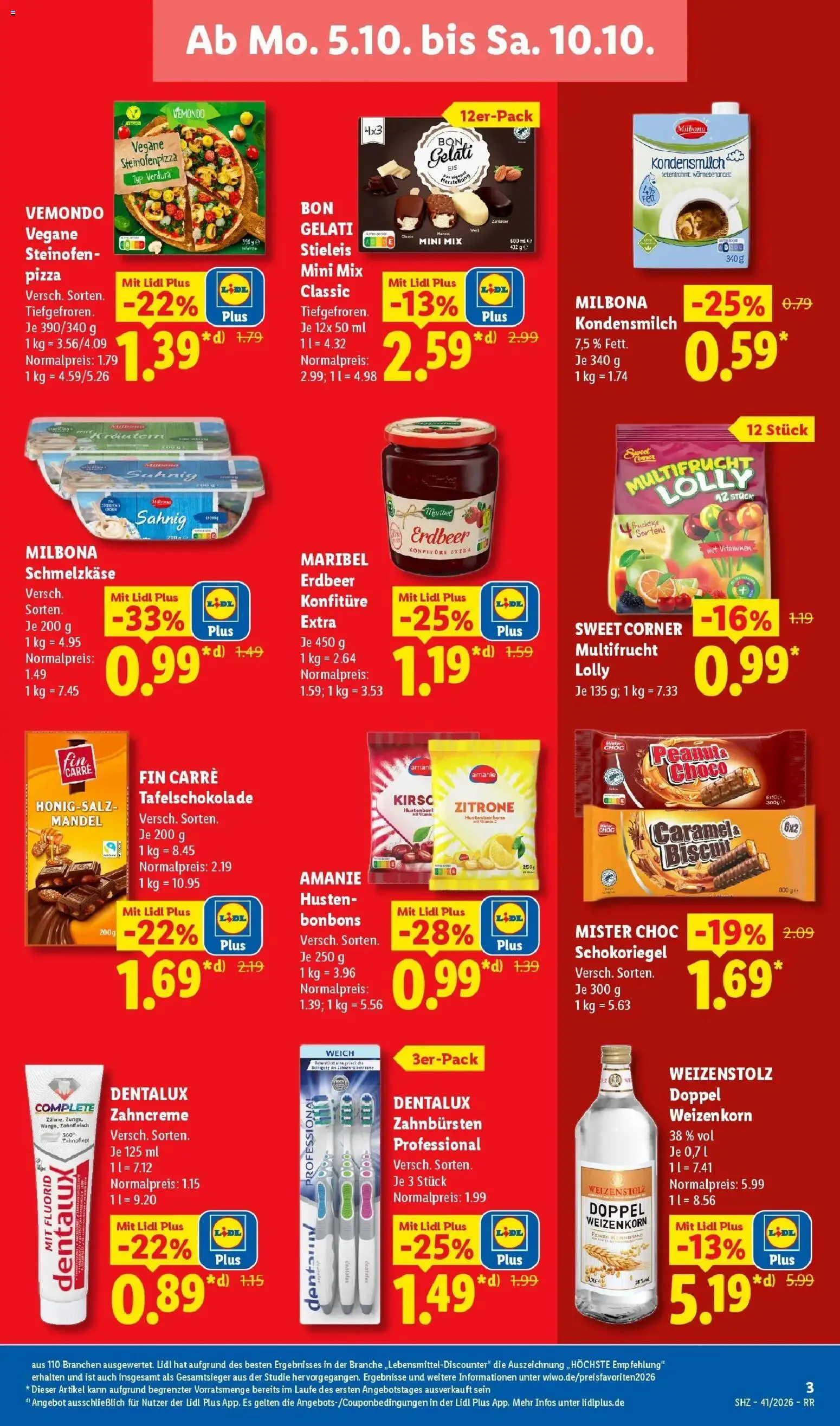 Lidl Prospekt Gelsenkirchen (ab 05.10.2026) zum Blättern » Angebote | Seite: 3 | Produkte: Zitrone, Kondensmilch, Pizza
