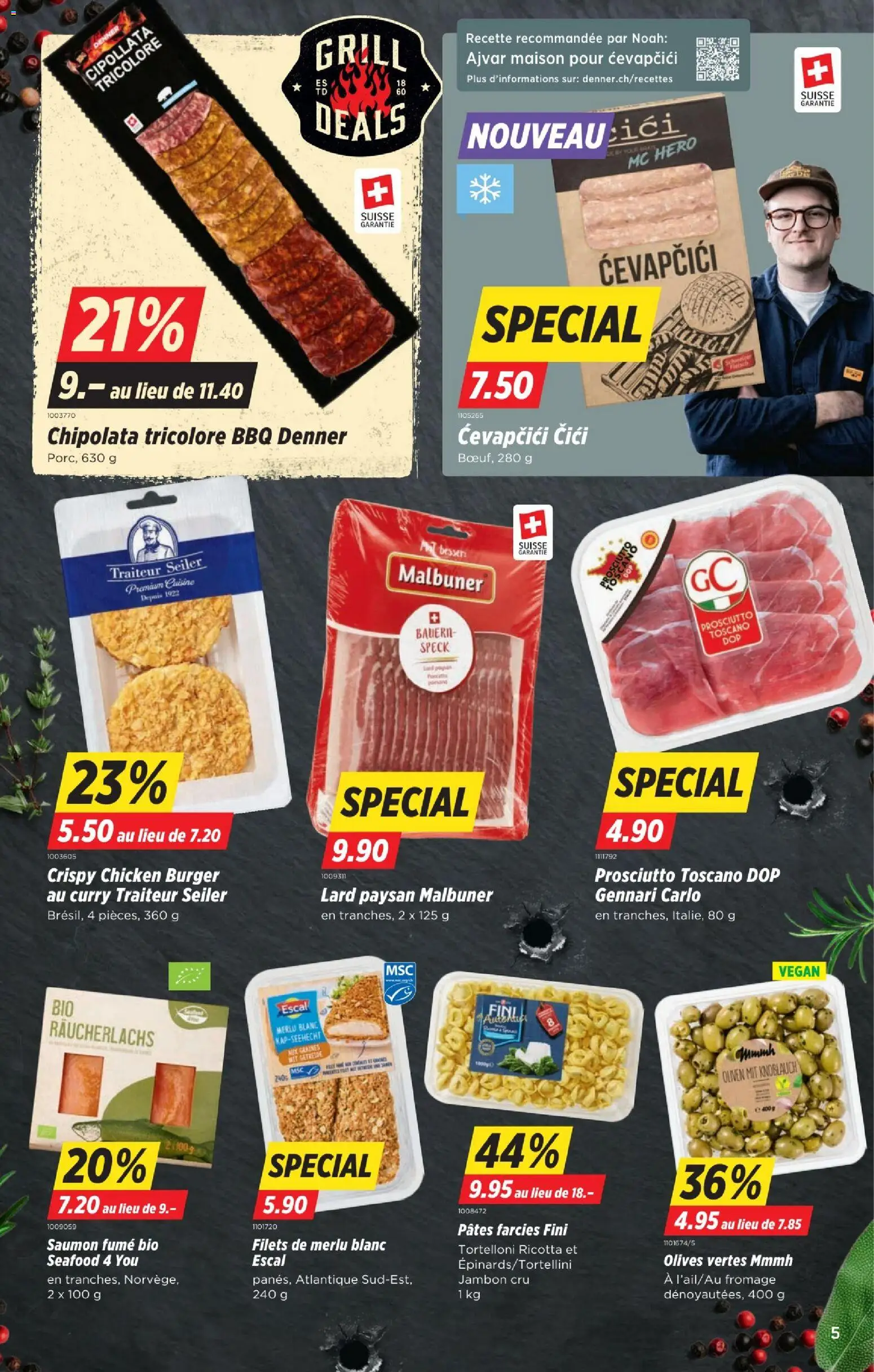 Denner aktionen FR – gültig ab 11.06.2026 | Seite: 5 | Produkte: Räucherlachs, Getreide, Pasta, Knoblauch
