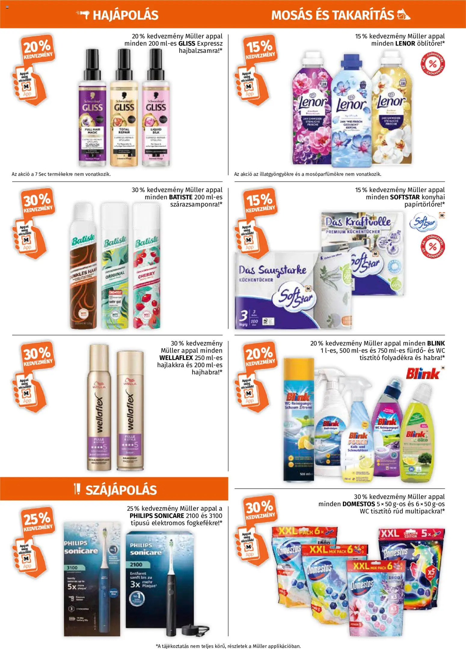 Müller akciós ujság - amely érvényes a következő dátumtól: 2026.08.17. | Oldal: 5 | Termékek: Lenor, WC, Philips, Domestos