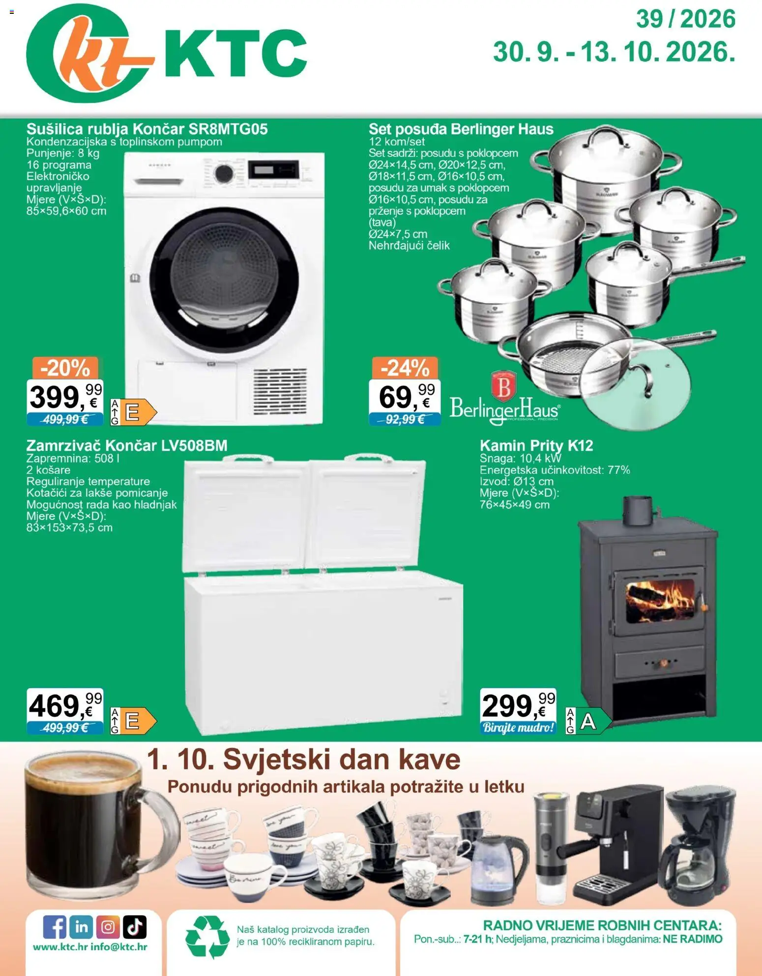 KTC katalog | vrijedi od 30.09.2026 | Stranica: 1 | Proizvodi: Sušilica rublja, Tava, Hladnjak, Zamrzivač