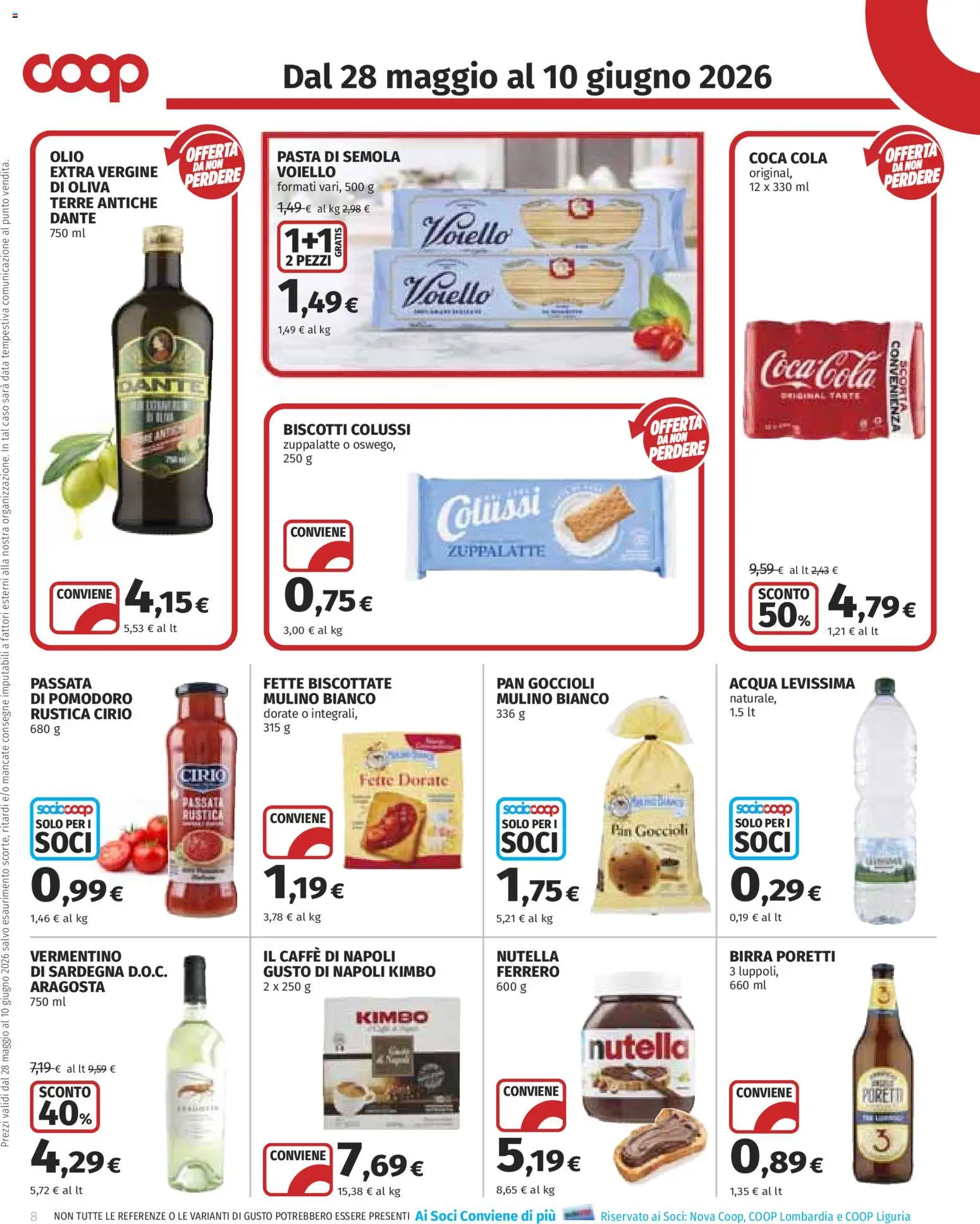 Volantino COOP del 28.05.2026 | Pagina: 8 | Prodotti: Caffè, Biscotti, Olio, Data